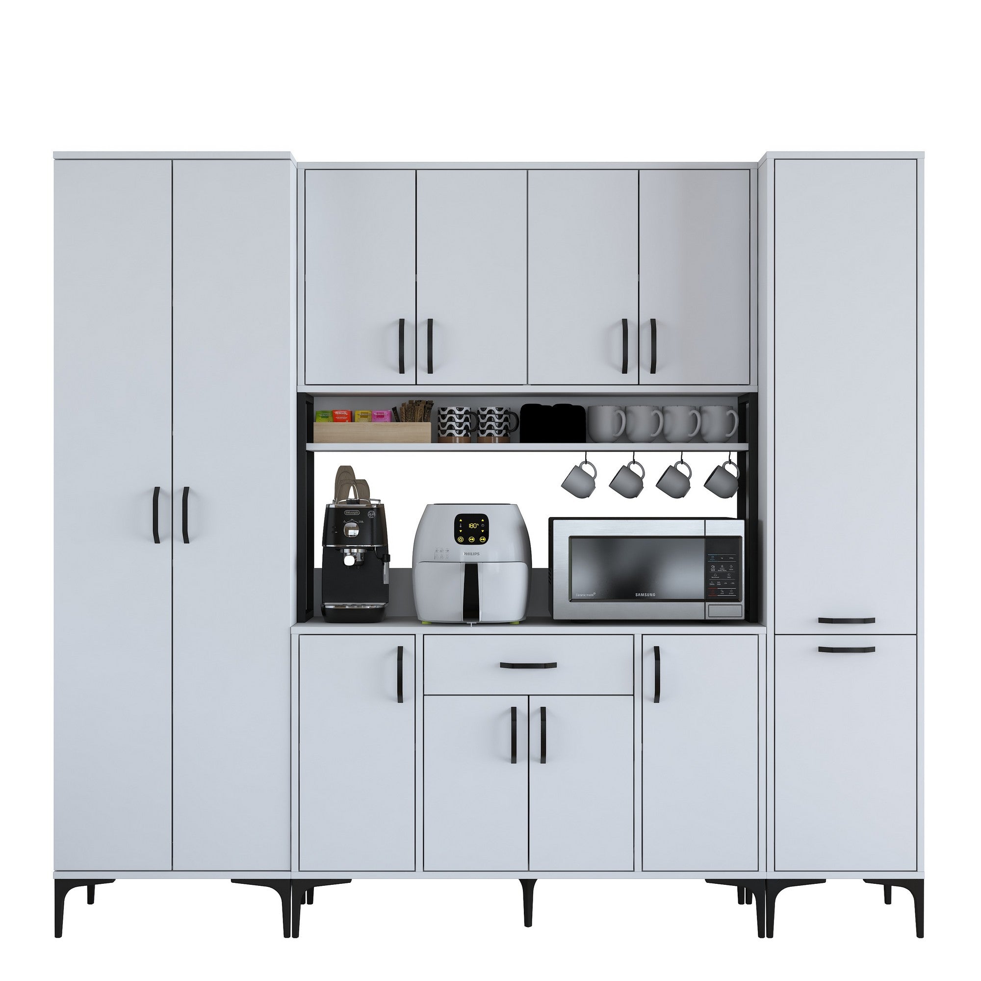 Armário multifuncional – 220 x 198,6 x 40 cm – Branco – Aglomerado