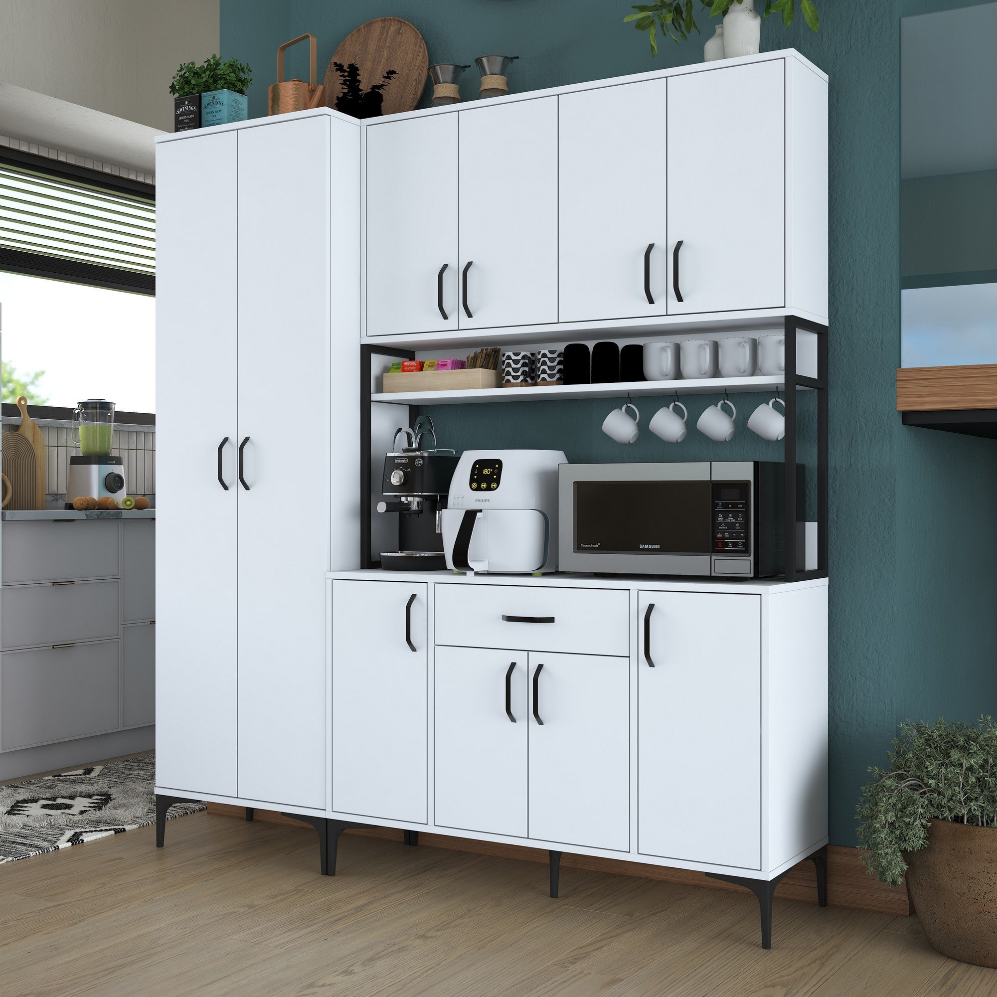 Armário multifuncional – 180 x 40 x 198,6 cm – Branco – Aglomerado