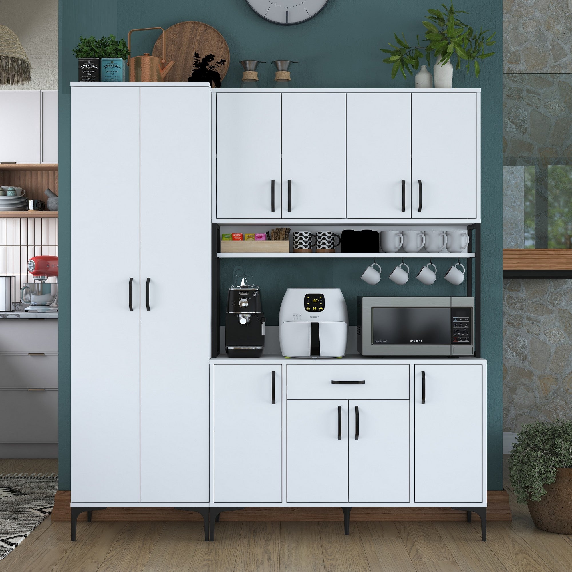 Armário multifuncional – 180 x 40 x 198,6 cm – Branco – Aglomerado