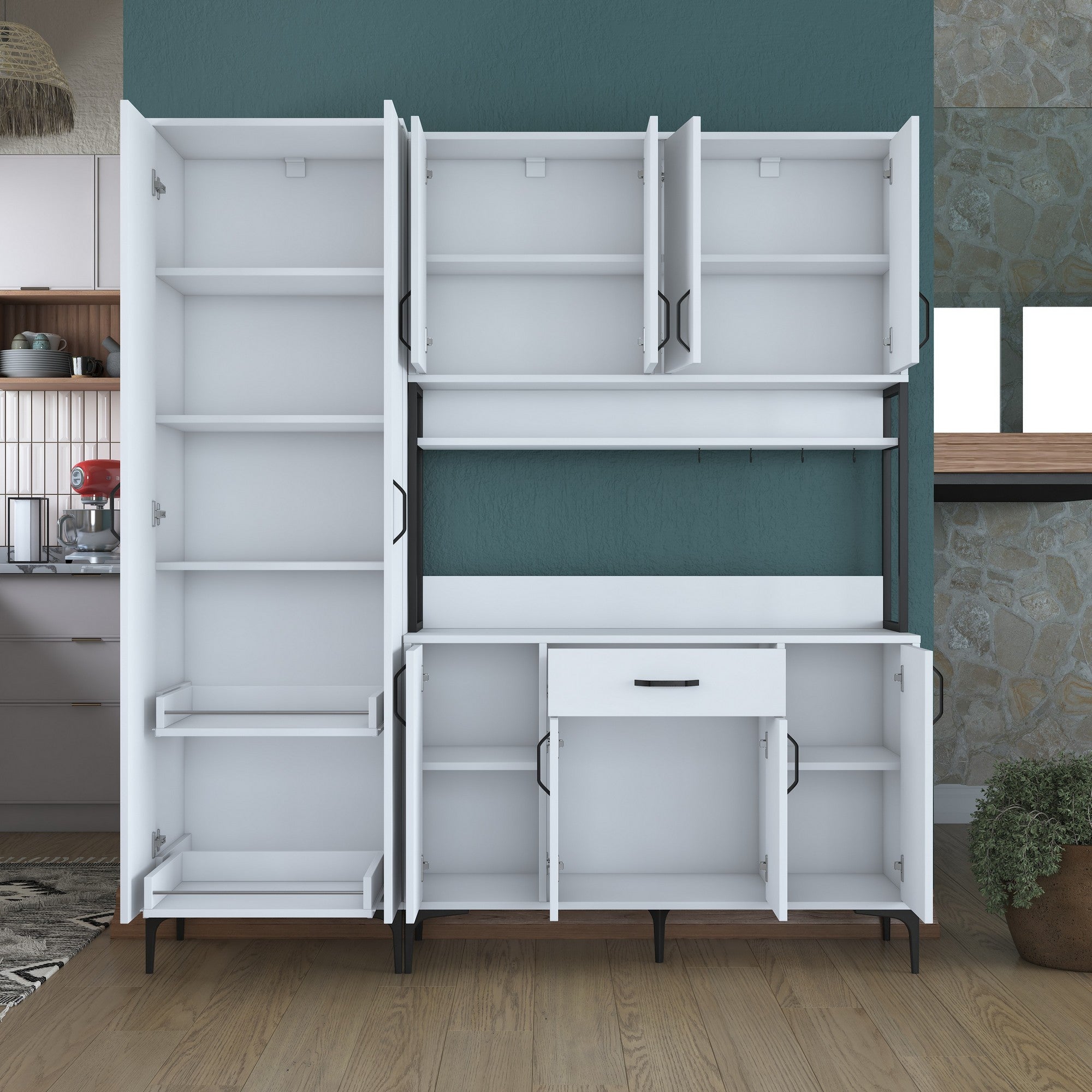 Armário multifuncional – 180 x 40 x 198,6 cm – Branco – Aglomerado