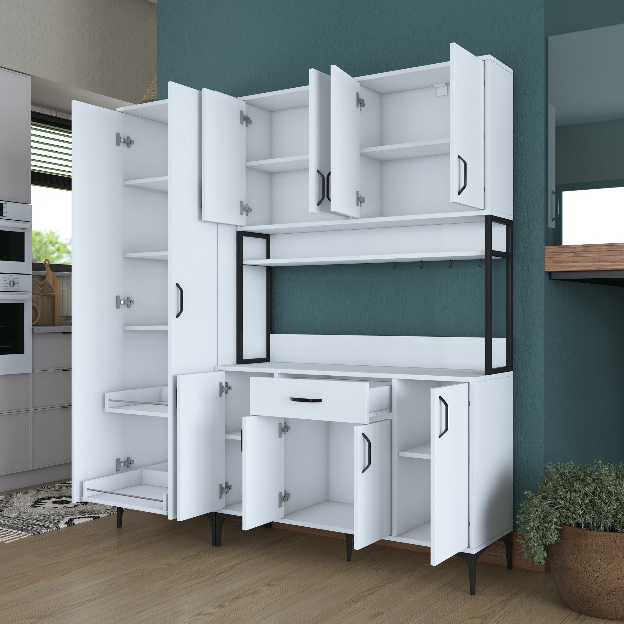 Armário multifuncional – 180 x 40 x 198,6 cm – Branco – Aglomerado