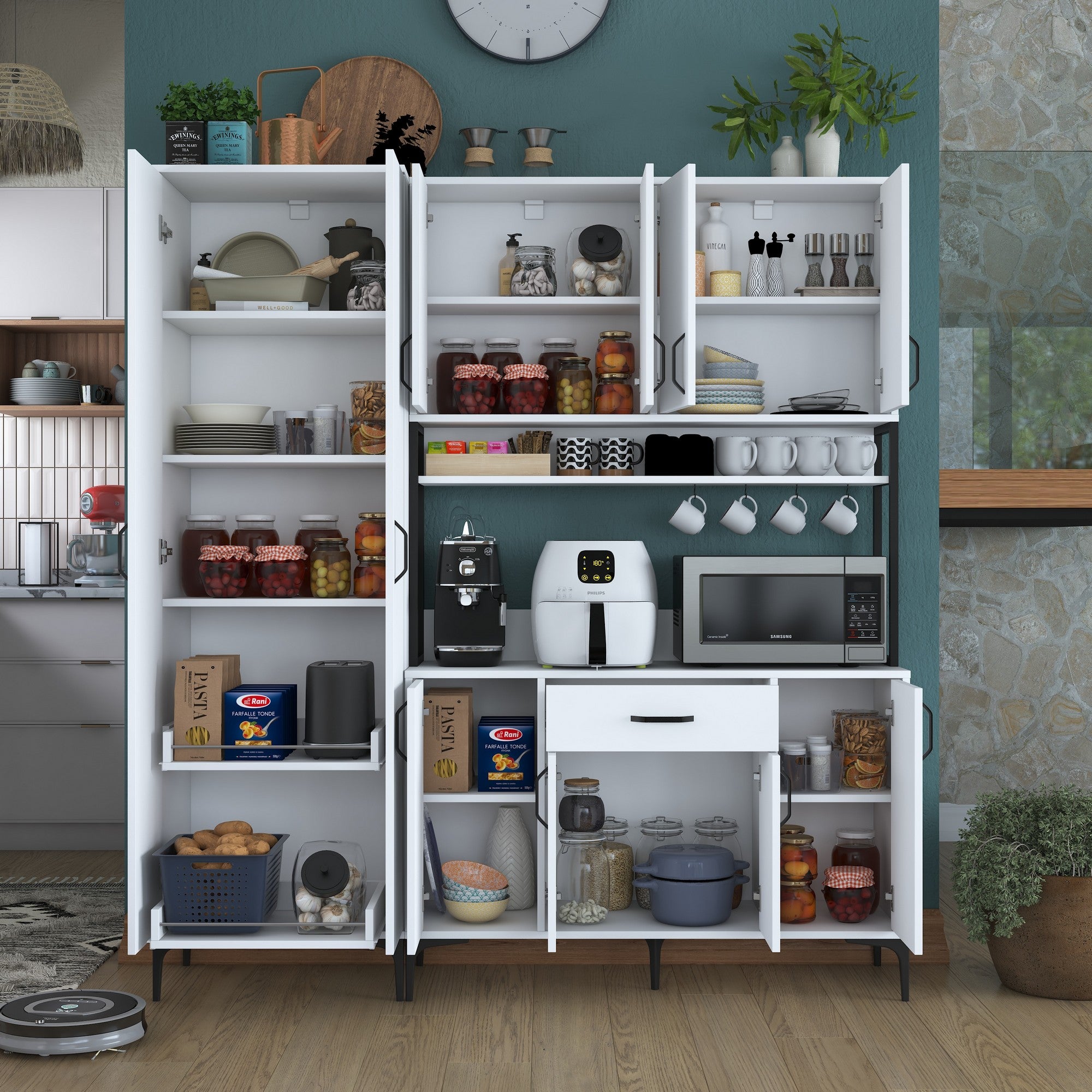 Armário multifuncional – 180 x 40 x 198,6 cm – Branco – Aglomerado