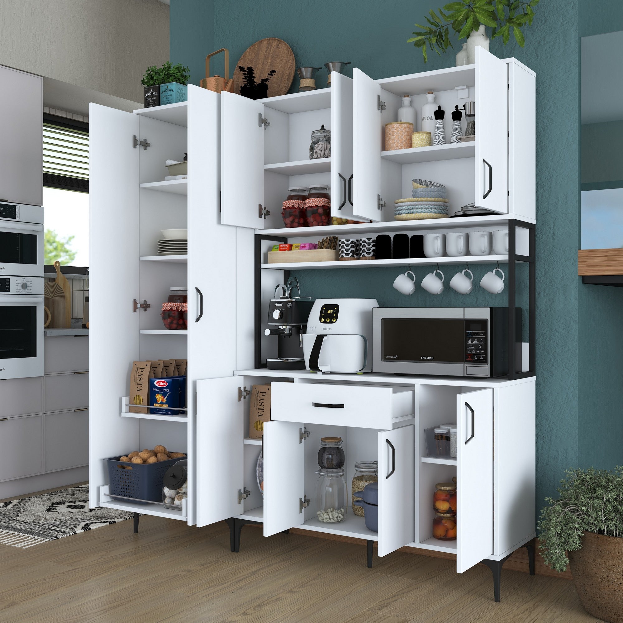 Armário multifuncional – 180 x 40 x 198,6 cm – Branco – Aglomerado