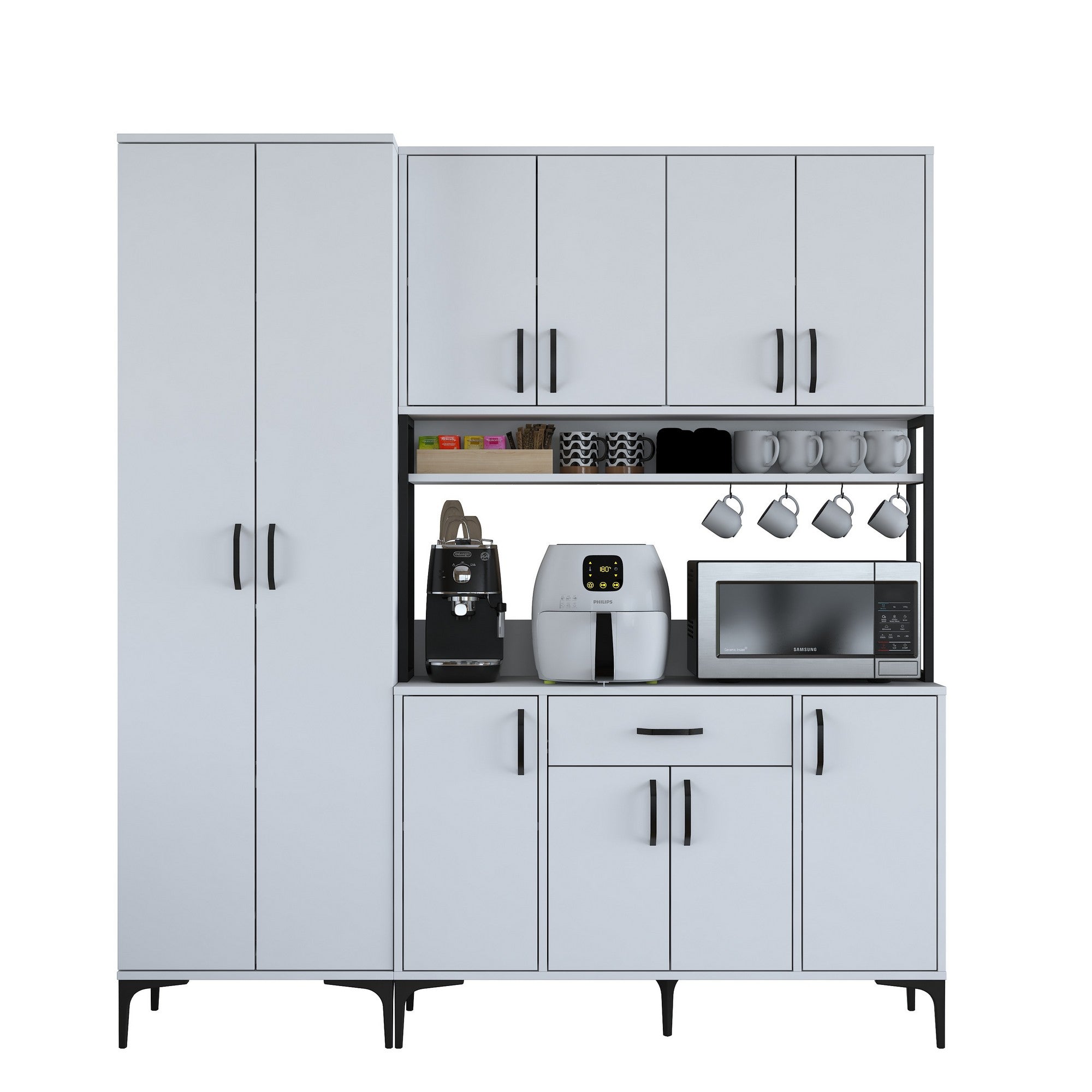 Armário multifuncional – 180 x 40 x 198,6 cm – Branco – Aglomerado