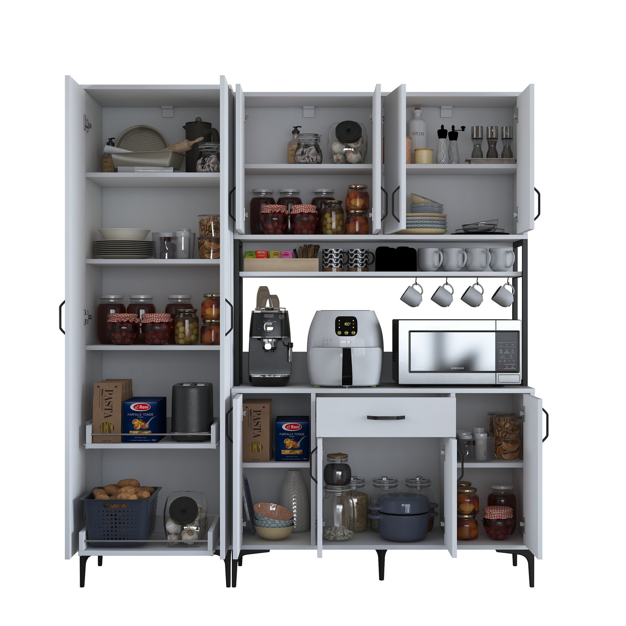 Armário multifuncional – 180 x 40 x 198,6 cm – Branco – Aglomerado