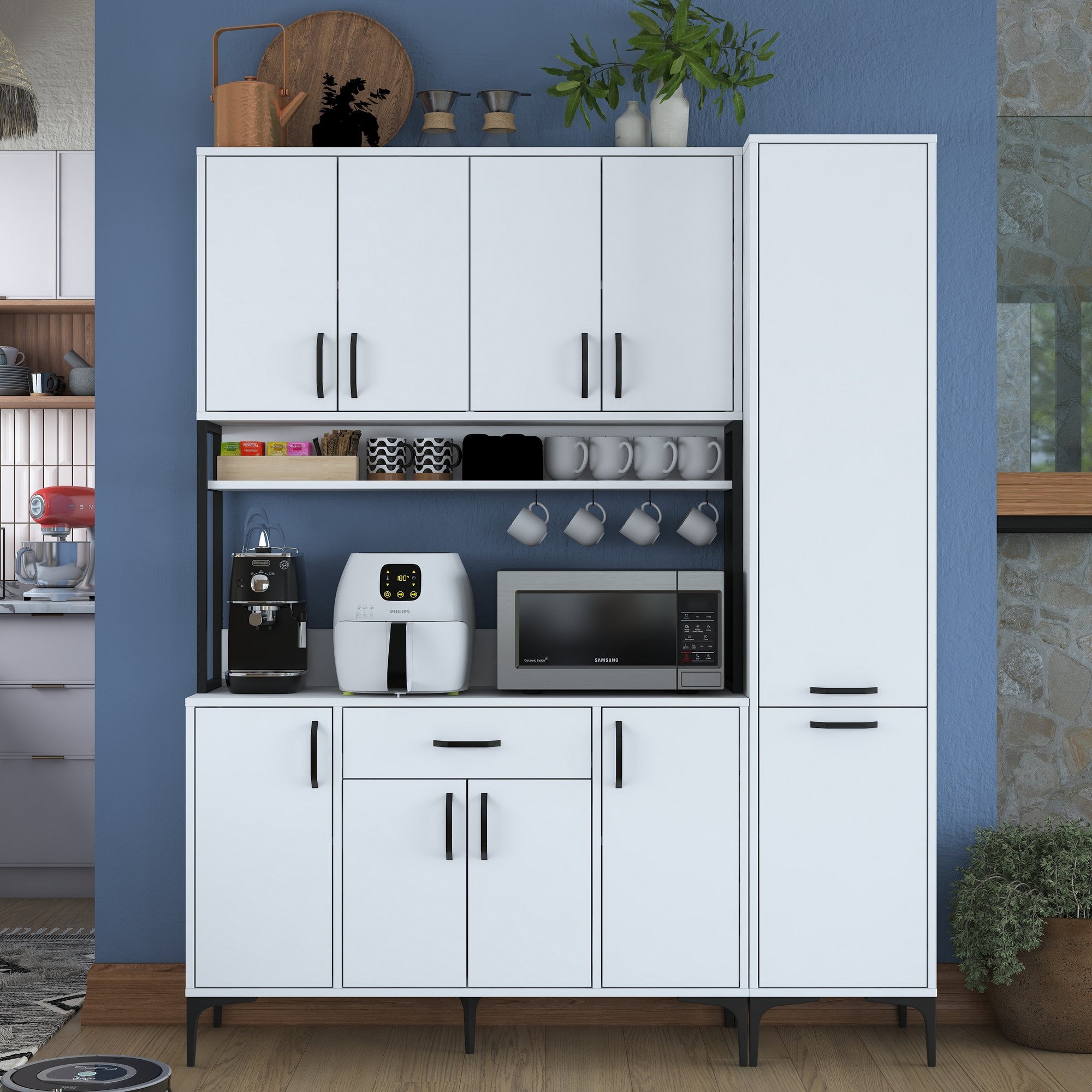 Armário multifuncional - 160 x 40 x 198,6 cm - Branco - Aglomerado