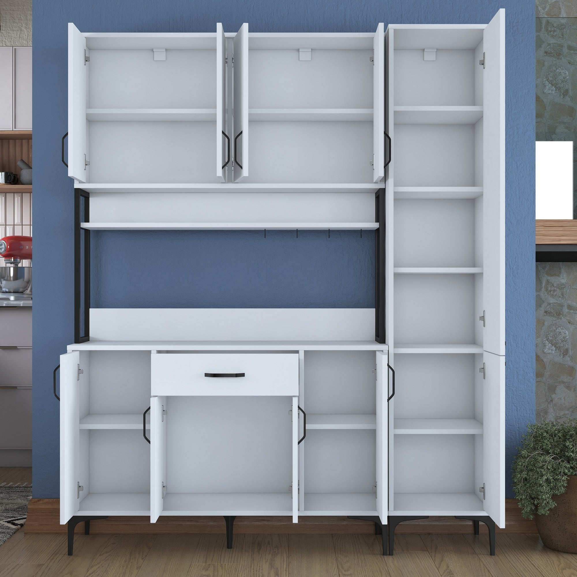 Armário multifuncional - 160 x 40 x 198,6 cm - Branco - Aglomerado