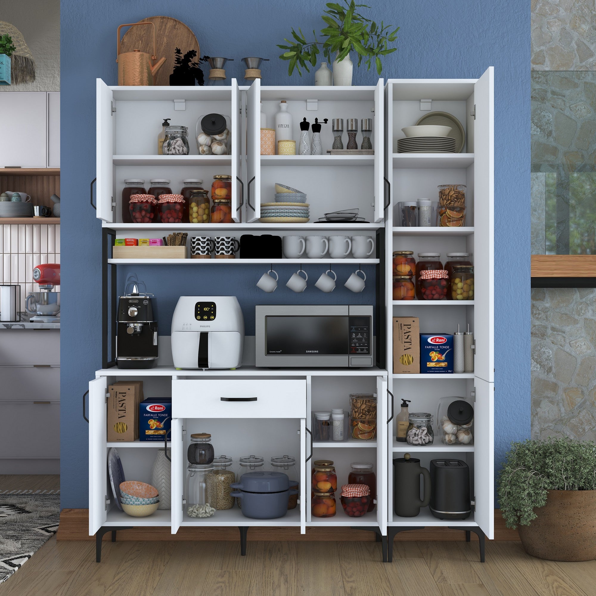 Armário multifuncional - 160 x 40 x 198,6 cm - Branco - Aglomerado