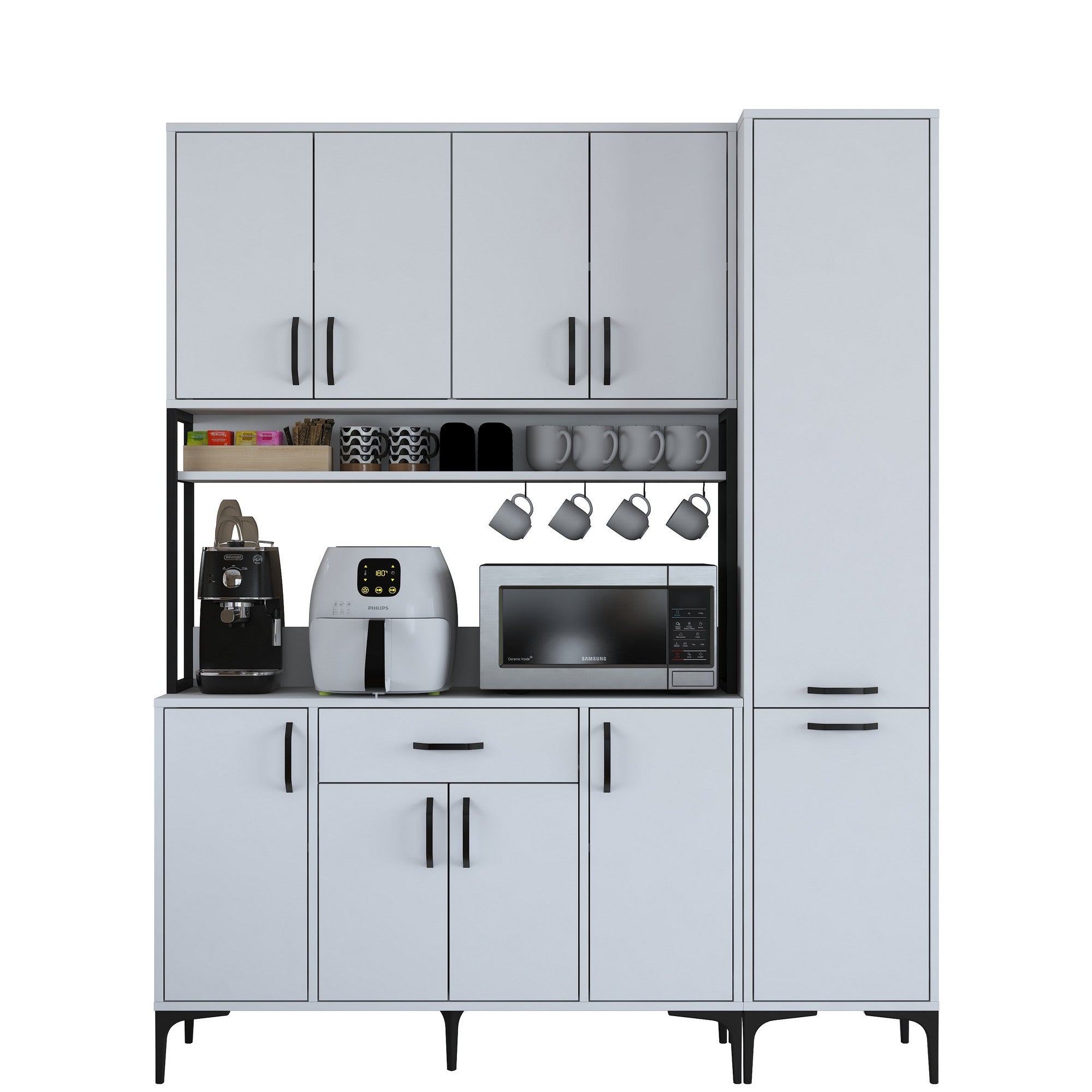 Armário multifuncional - 160 x 40 x 198,6 cm - Branco - Aglomerado