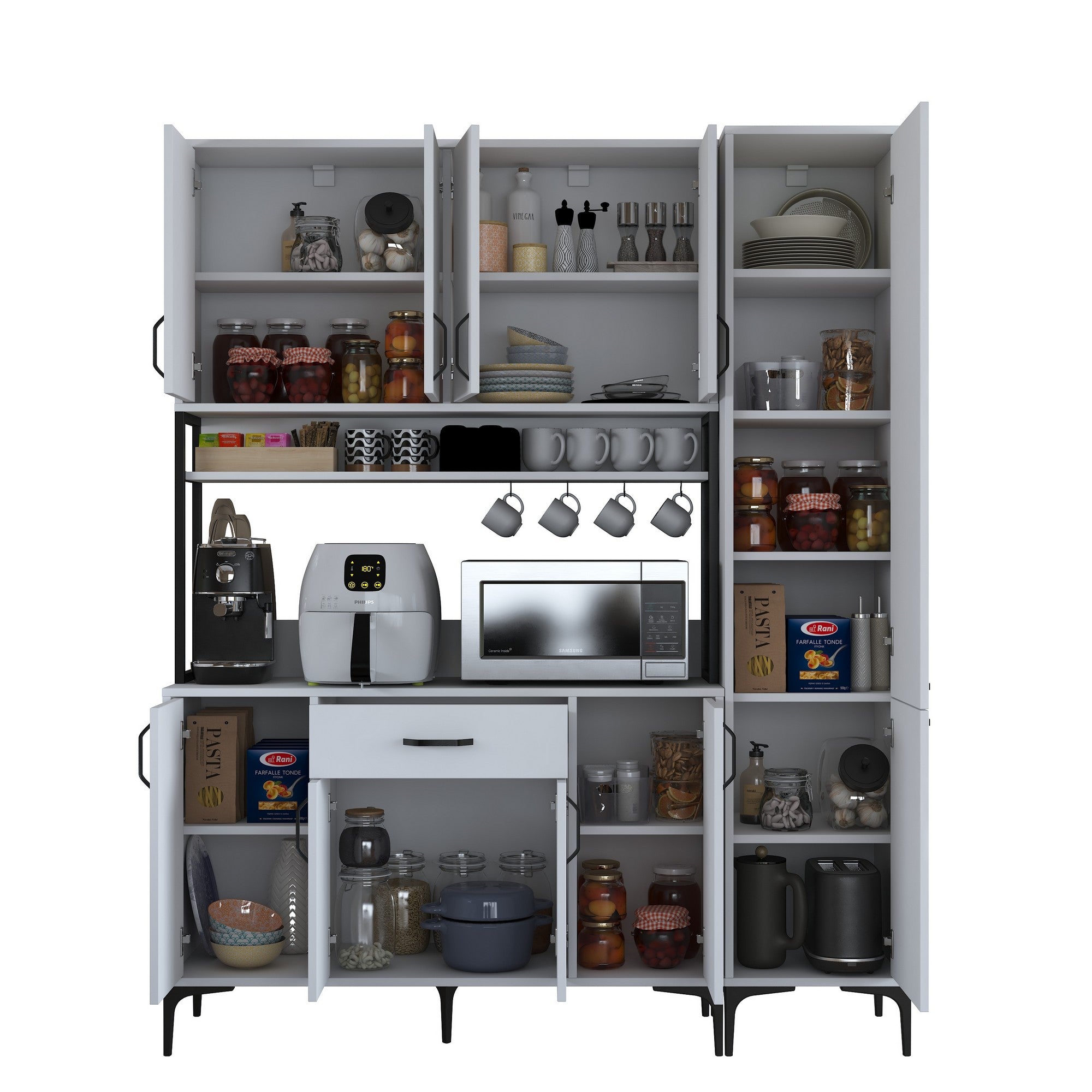 Armário multifuncional - 160 x 40 x 198,6 cm - Branco - Aglomerado