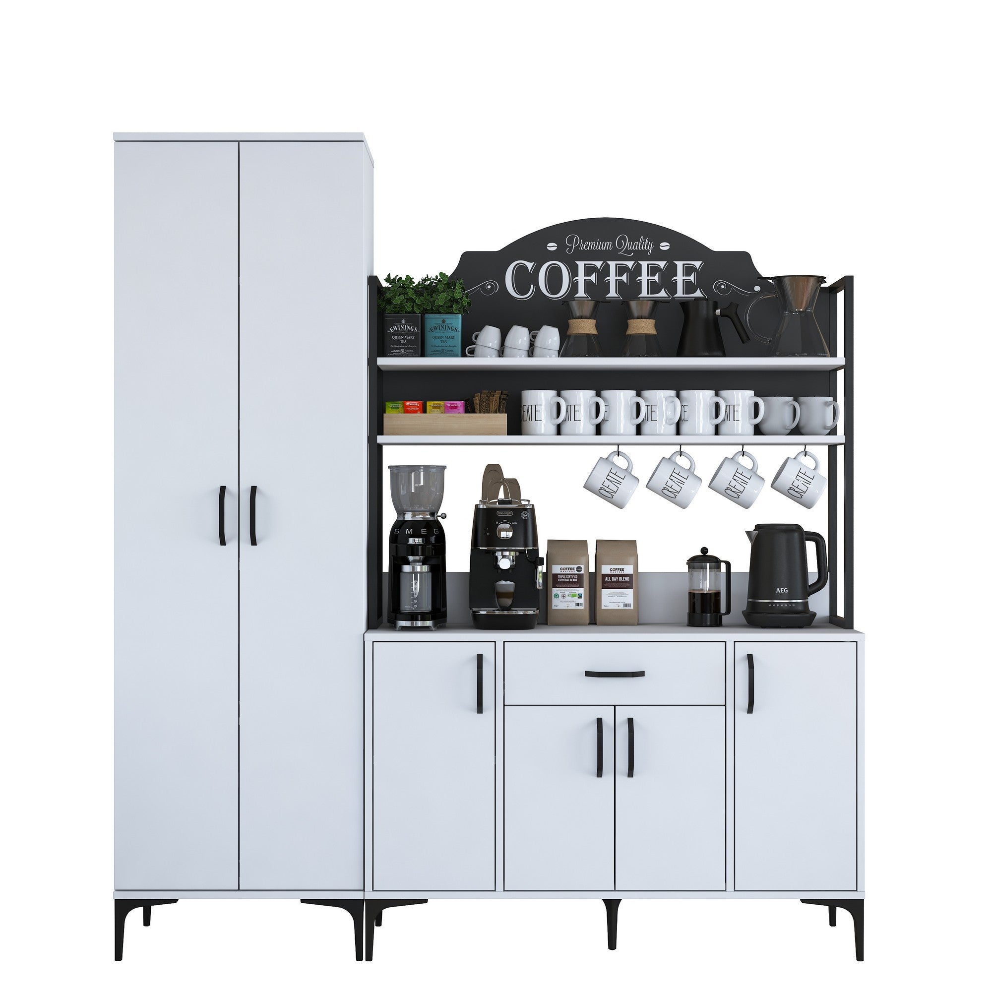 Armário multifuncional – 180 x 40 x 198,6 cm – Branco – 100% MDF revestido de melamina