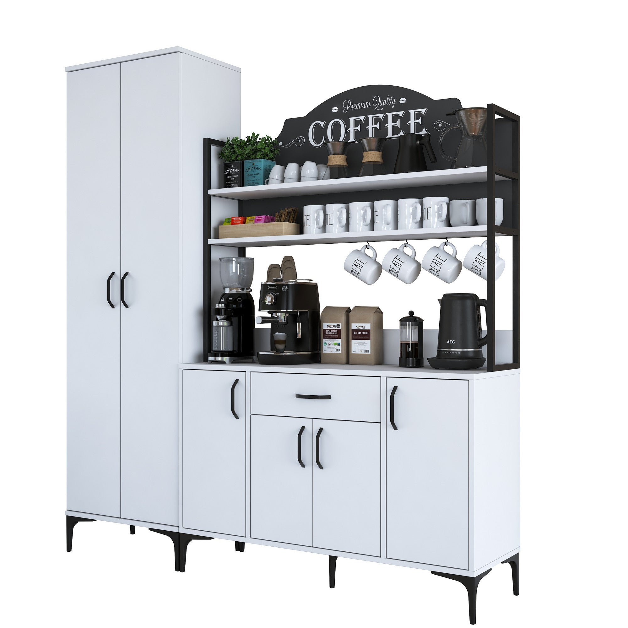 Armário multifuncional – 180 x 40 x 198,6 cm – Branco – 100% MDF revestido de melamina