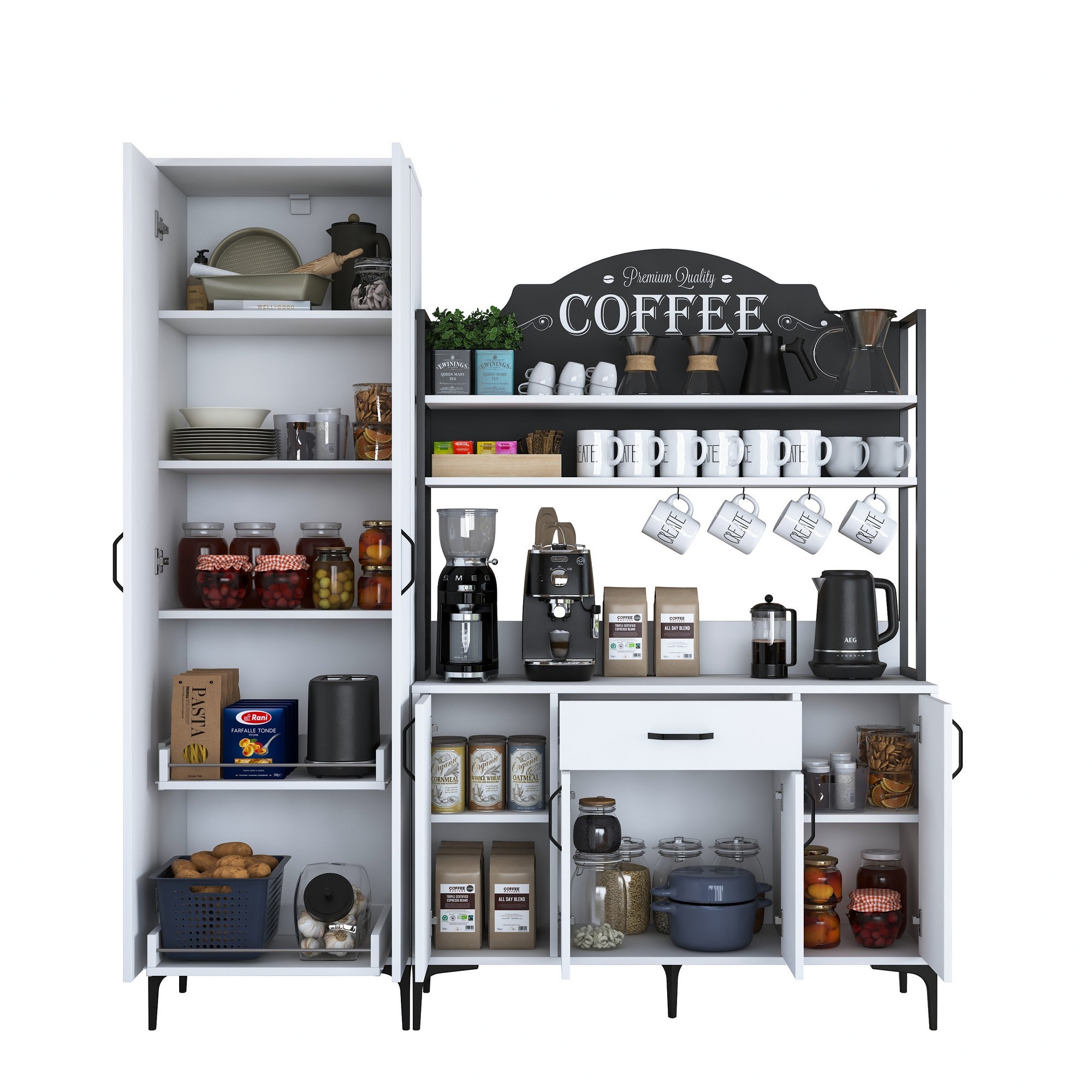 Armário multifuncional – 180 x 40 x 198,6 cm – Branco – 100% MDF revestido de melamina