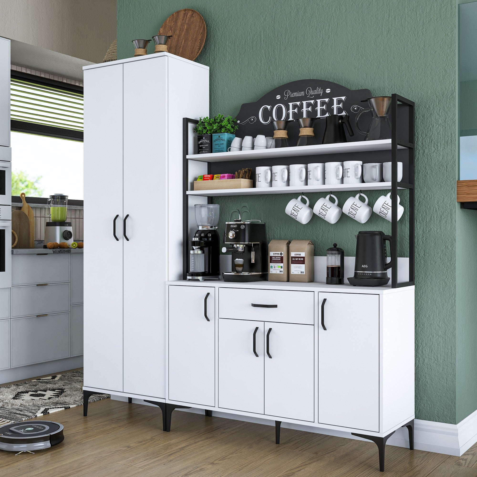 Armário multifuncional – 180 x 40 x 198,6 cm – Branco – 100% MDF revestido de melamina