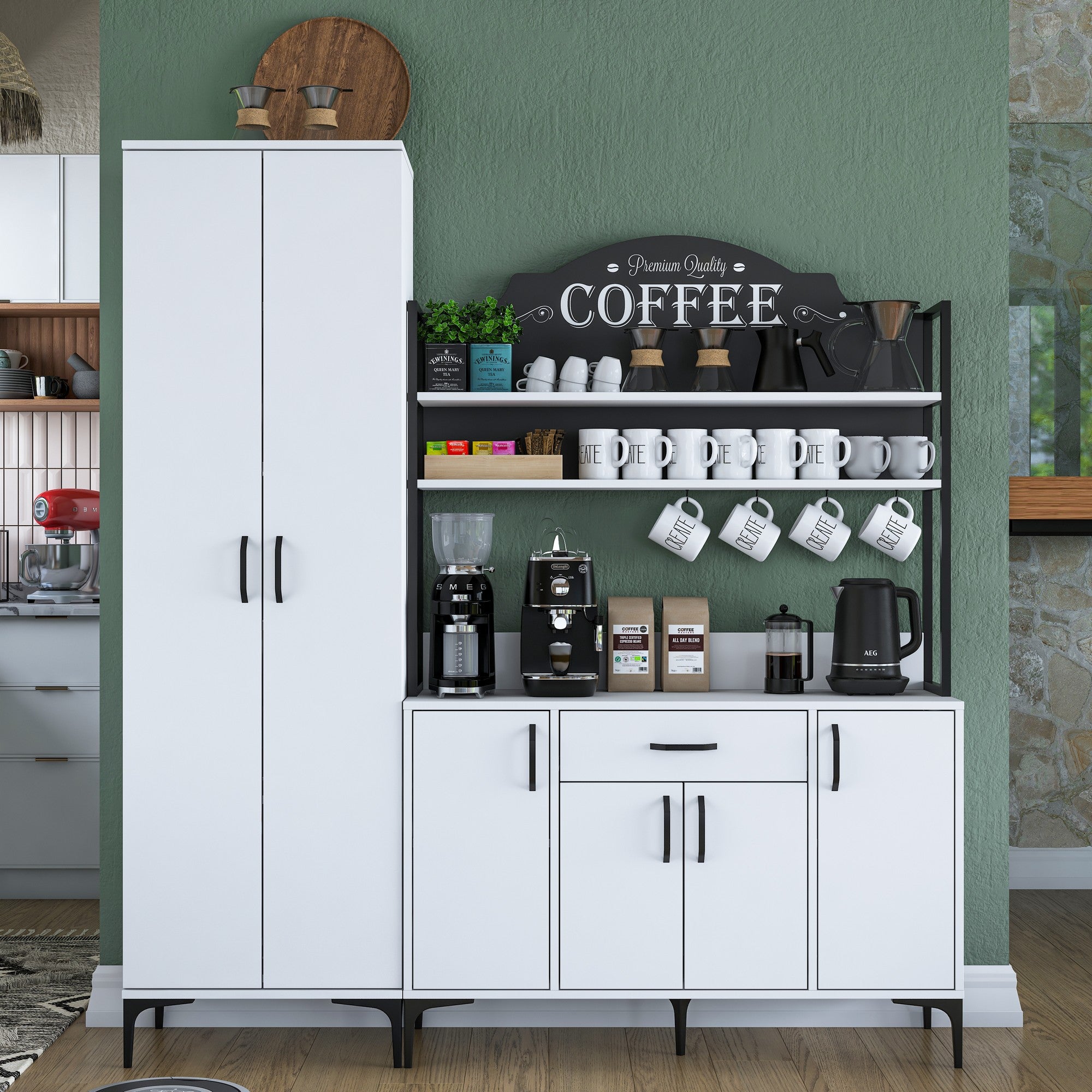 Armário multifuncional – 180 x 40 x 198,6 cm – Branco – 100% MDF revestido de melamina