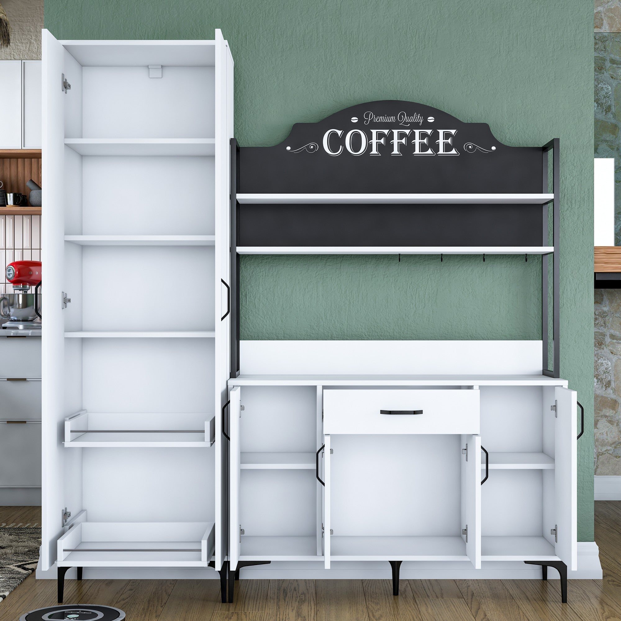 Armário multifuncional – 180 x 40 x 198,6 cm – Branco – 100% MDF revestido de melamina