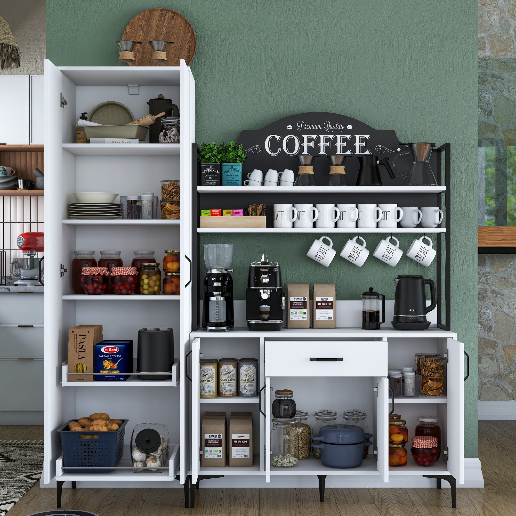 Armário multifuncional – 180 x 40 x 198,6 cm – Branco – 100% MDF revestido de melamina