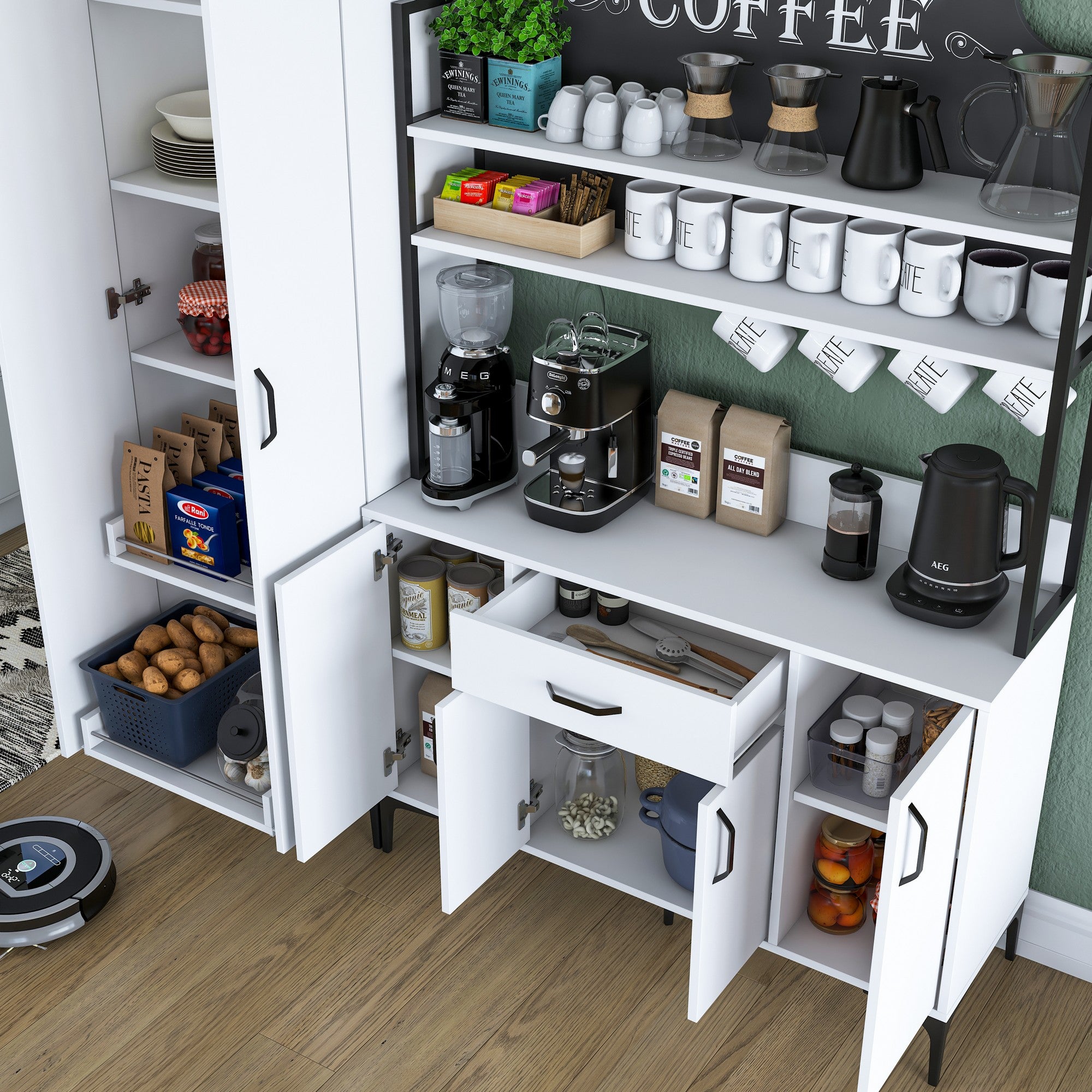 Armário multifuncional – 180 x 40 x 198,6 cm – Branco – 100% MDF revestido de melamina