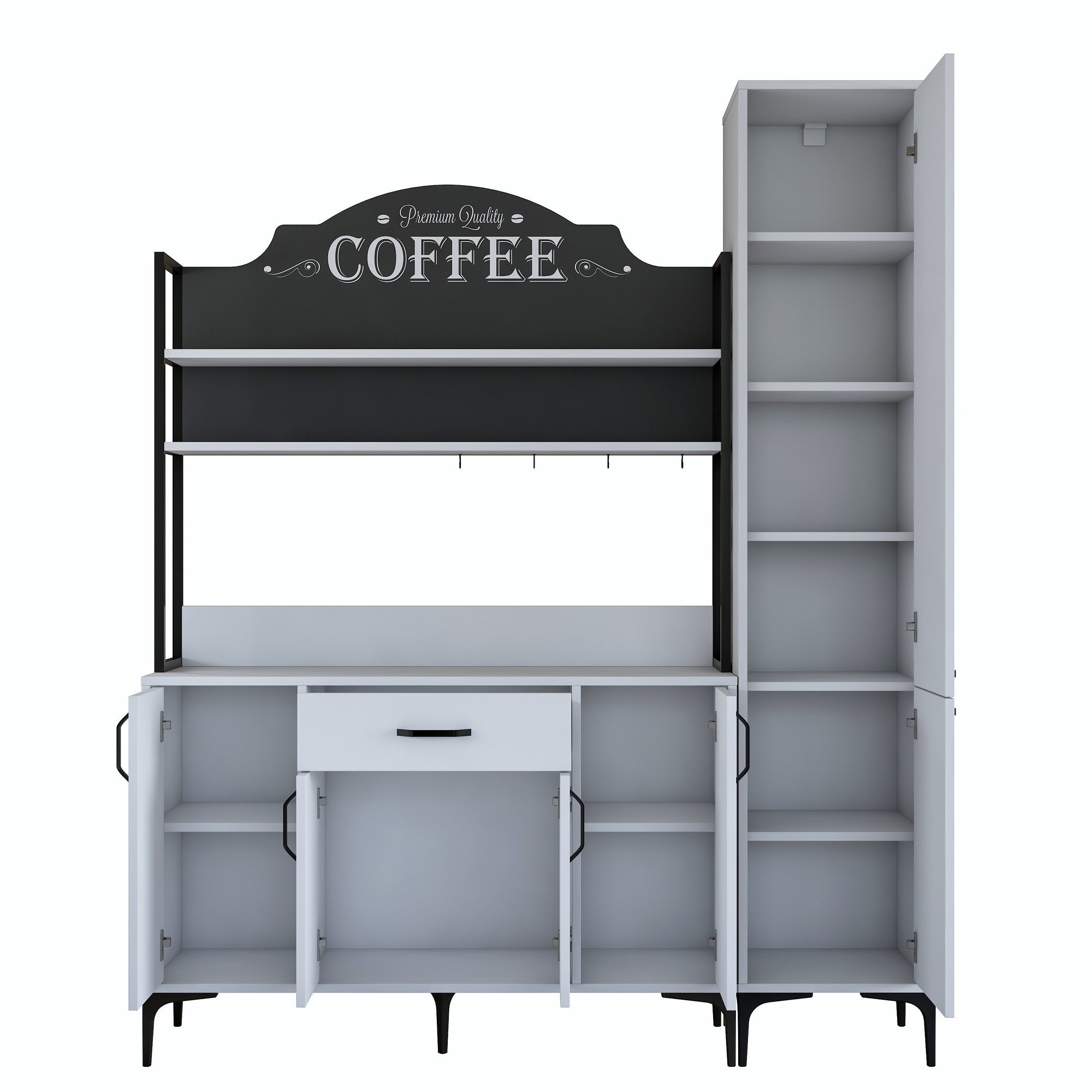 Armário multifuncional – 160 x 40 x 198,6 cm – Branco – Aglomerado de qualidade E1