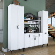 Armário multifuncional – 220 x 198,6 x 40 cm – Branco – 100% aglomerado de qualidade E1 revestido com melamina