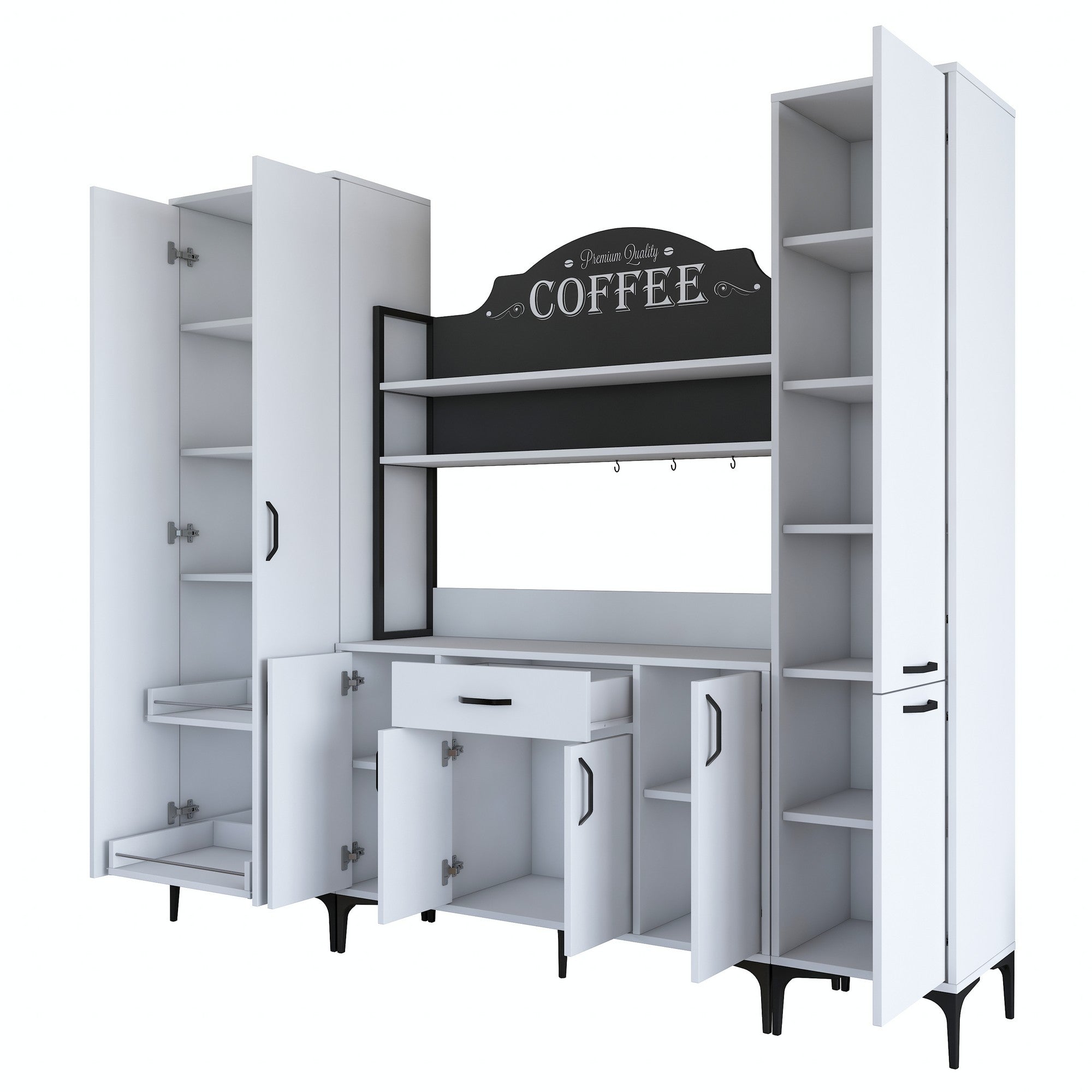 Armário multifuncional – 220 x 198,6 x 40 cm – Branco – 100% aglomerado de qualidade E1 revestido com melamina