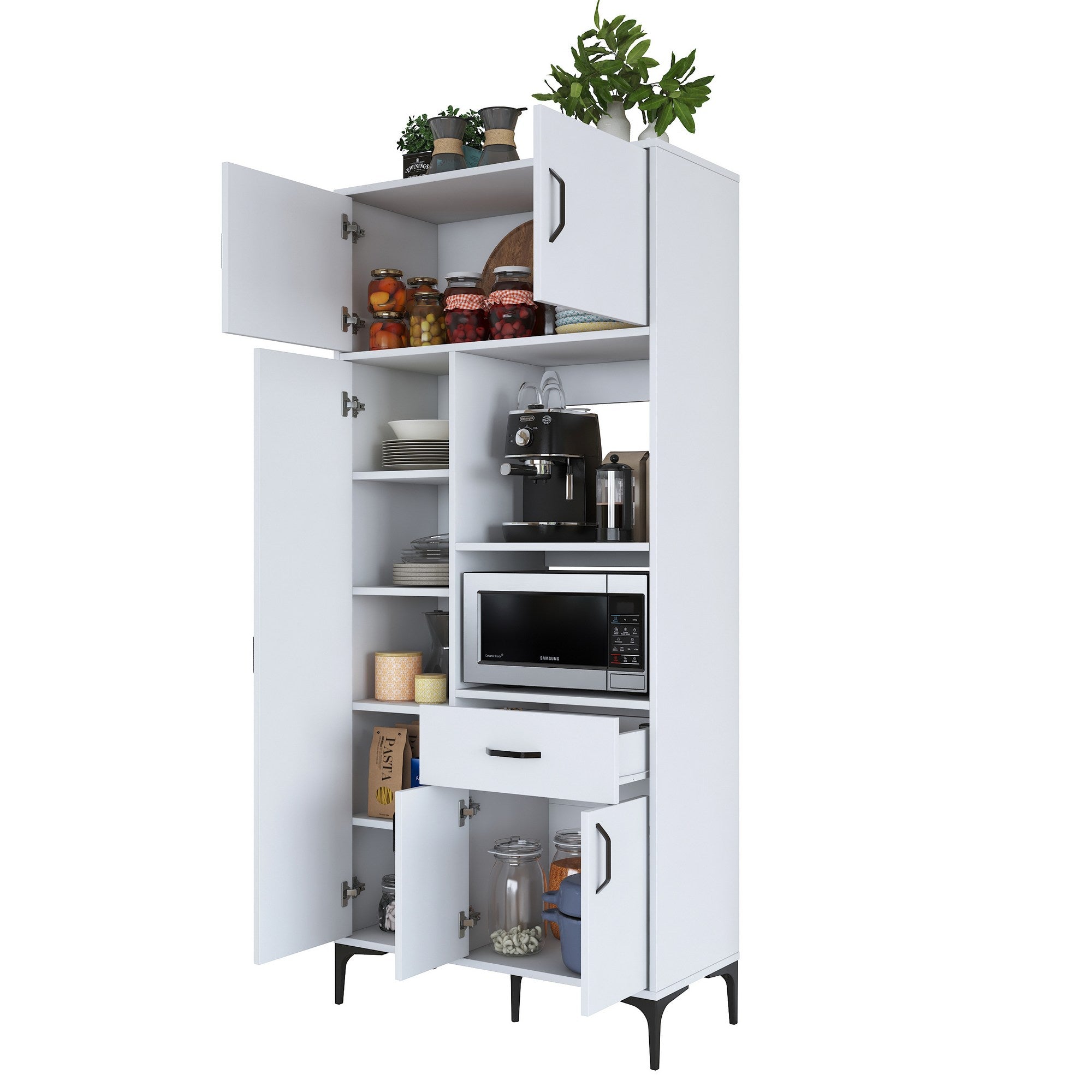 Armário multifunções – 90cm x 198.6cm x 40cm – Branco – Aglomerado