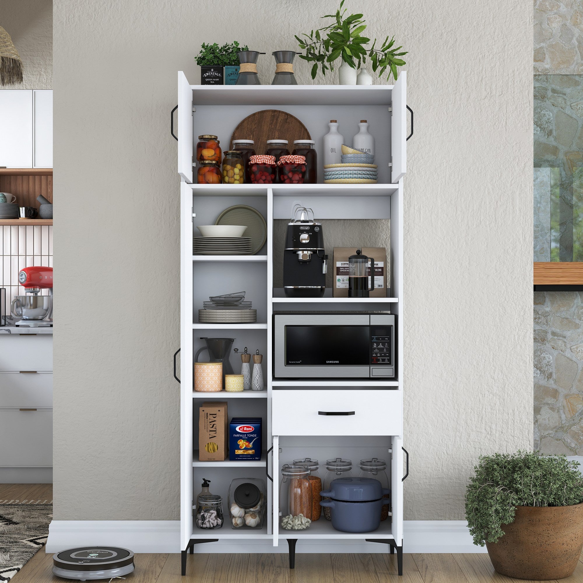 Armário multifunções – 90cm x 198.6cm x 40cm – Branco – Aglomerado