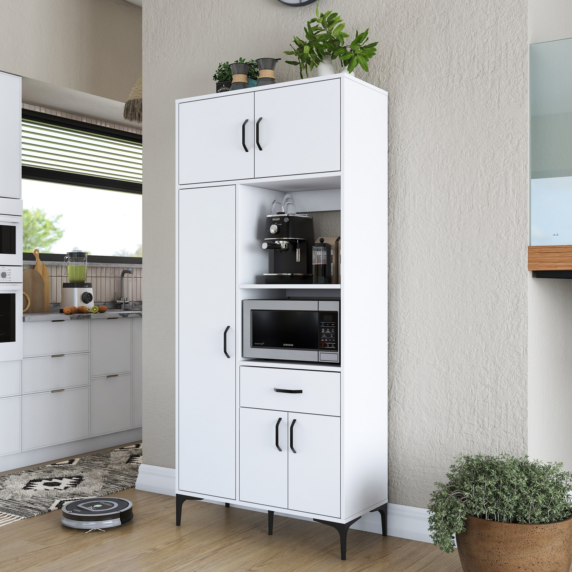 Armário multifunções – 90cm x 198.6cm x 40cm – Branco – Aglomerado