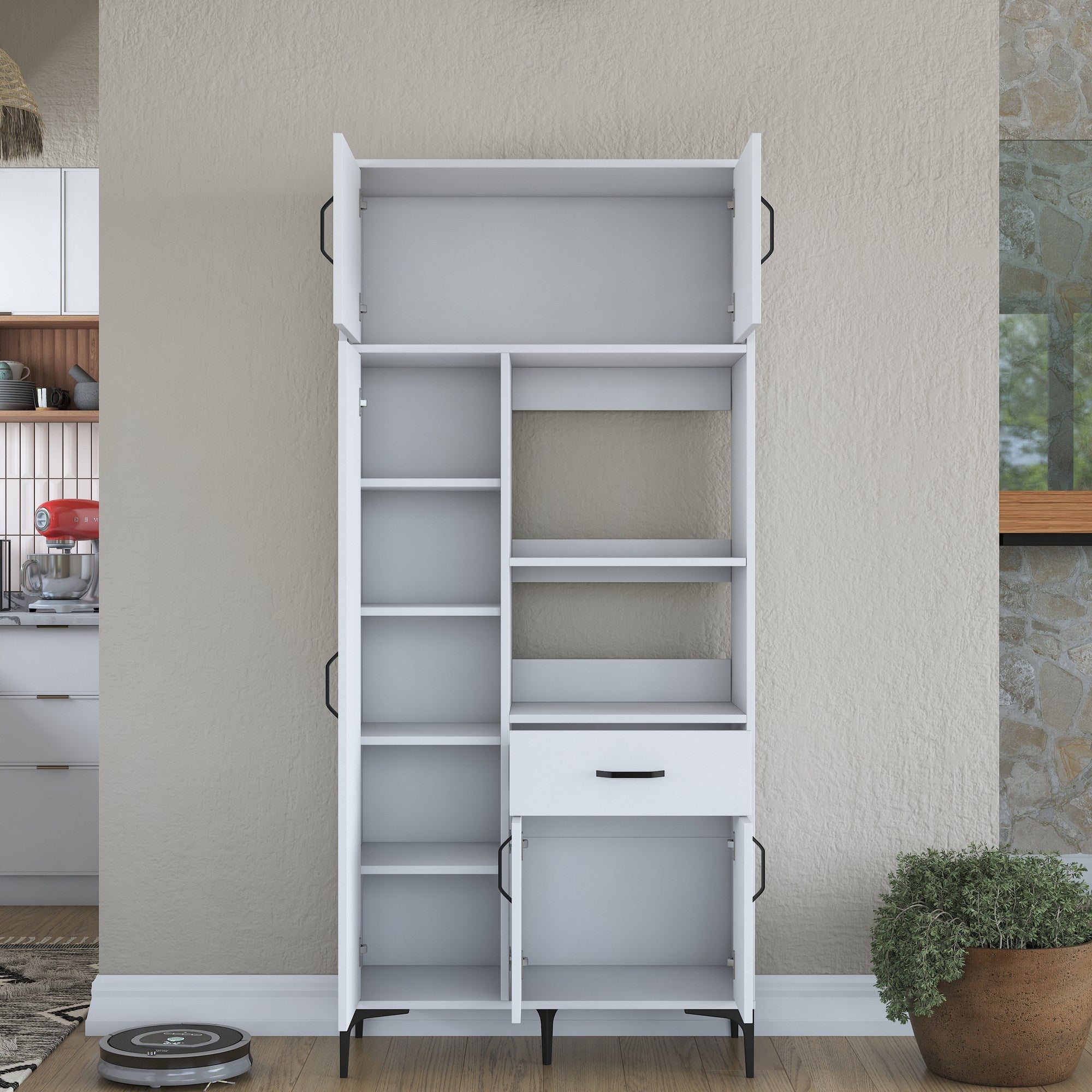Armário multifunções – 90cm x 198.6cm x 40cm – Branco – Aglomerado