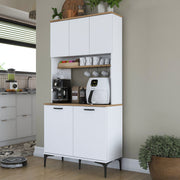 Armário Multiuso – 90,2 cm x 184,2 cm x 40 cm – Nogueira e Branca – MDF