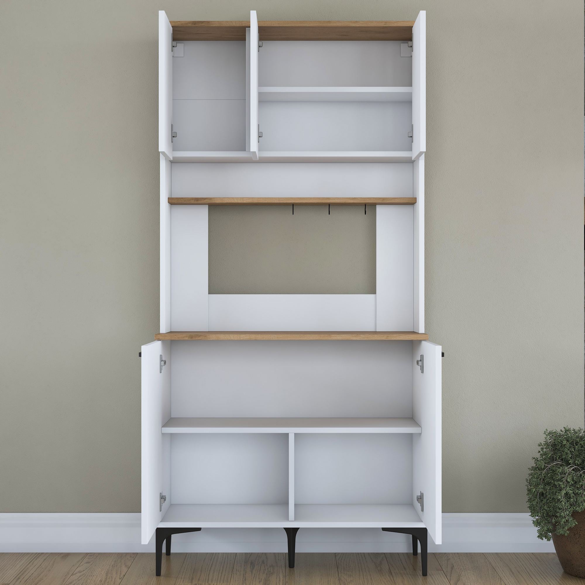 Armário Multiuso – 90,2 cm x 184,2 cm x 40 cm – Nogueira e Branca – MDF