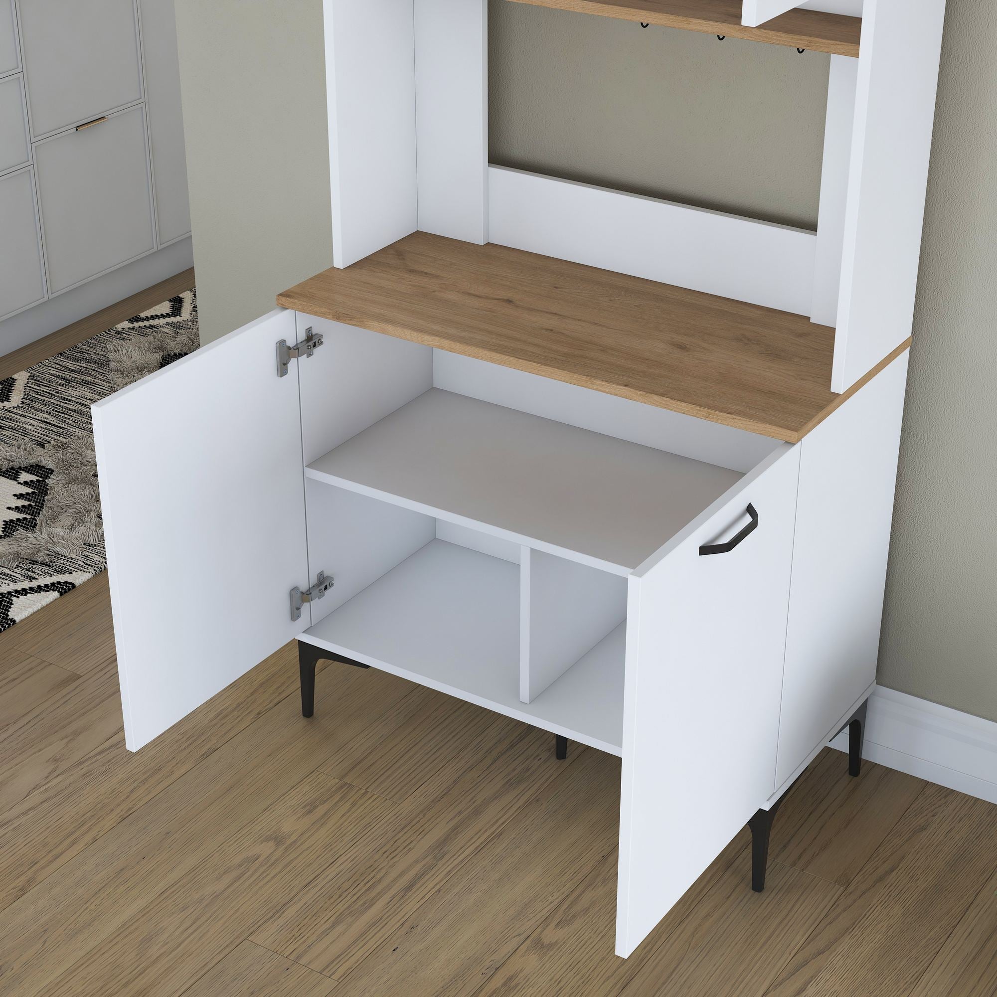 Armário Multiuso – 90,2 cm x 184,2 cm x 40 cm – Nogueira e Branca – MDF