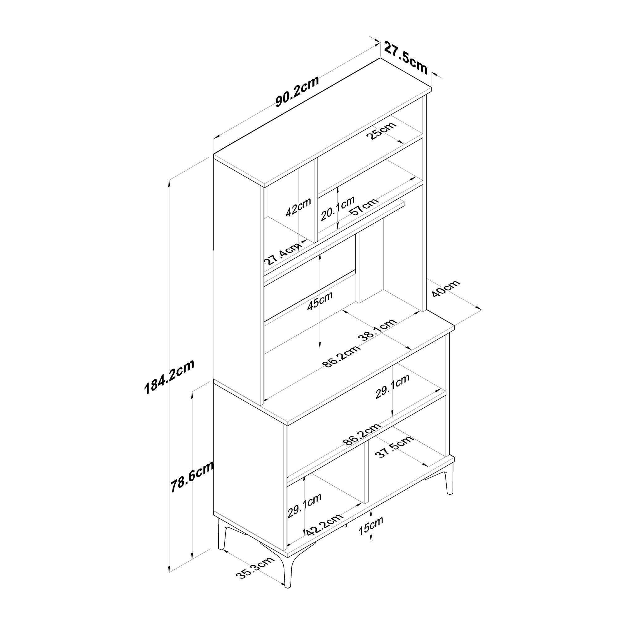 Armário Multiuso – 90,2 cm x 184,2 cm x 40 cm – Nogueira e Branca – MDF