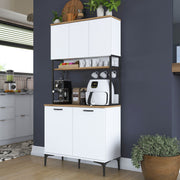 Armário Multiuso – 90,2 cm x 184,2 cm x 40 cm – Nogueira e Branco – MDF