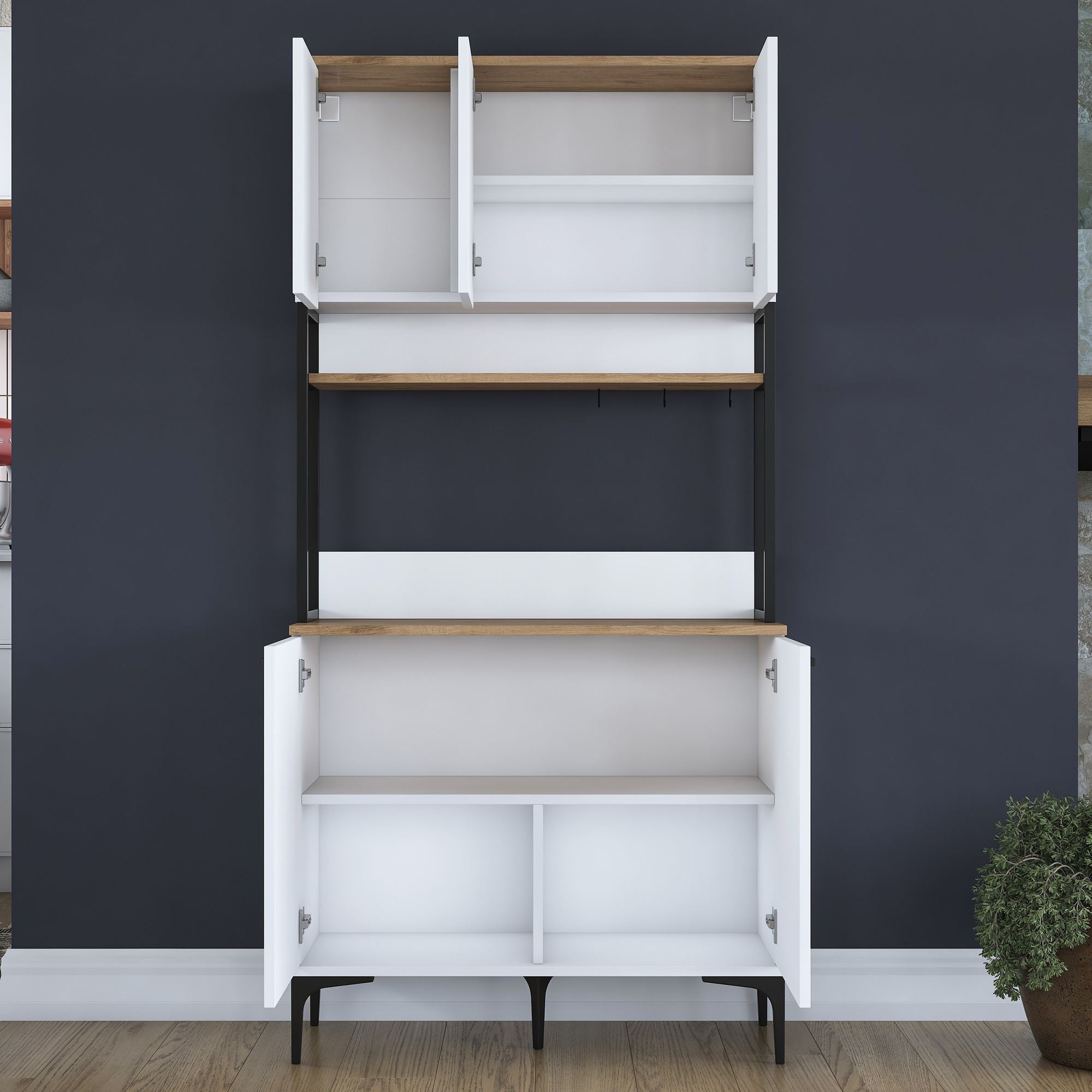 Armário Multiuso – 90,2 cm x 184,2 cm x 40 cm – Nogueira e Branco – MDF