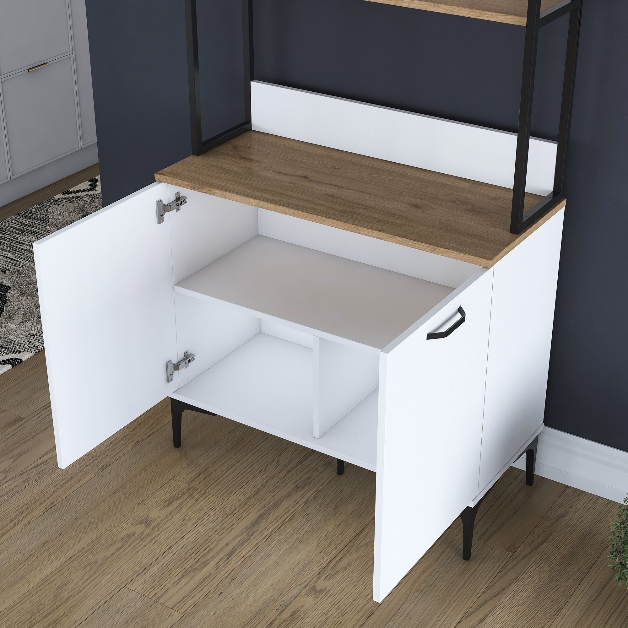 Armário Multiuso – 90,2 cm x 184,2 cm x 40 cm – Nogueira e Branco – MDF