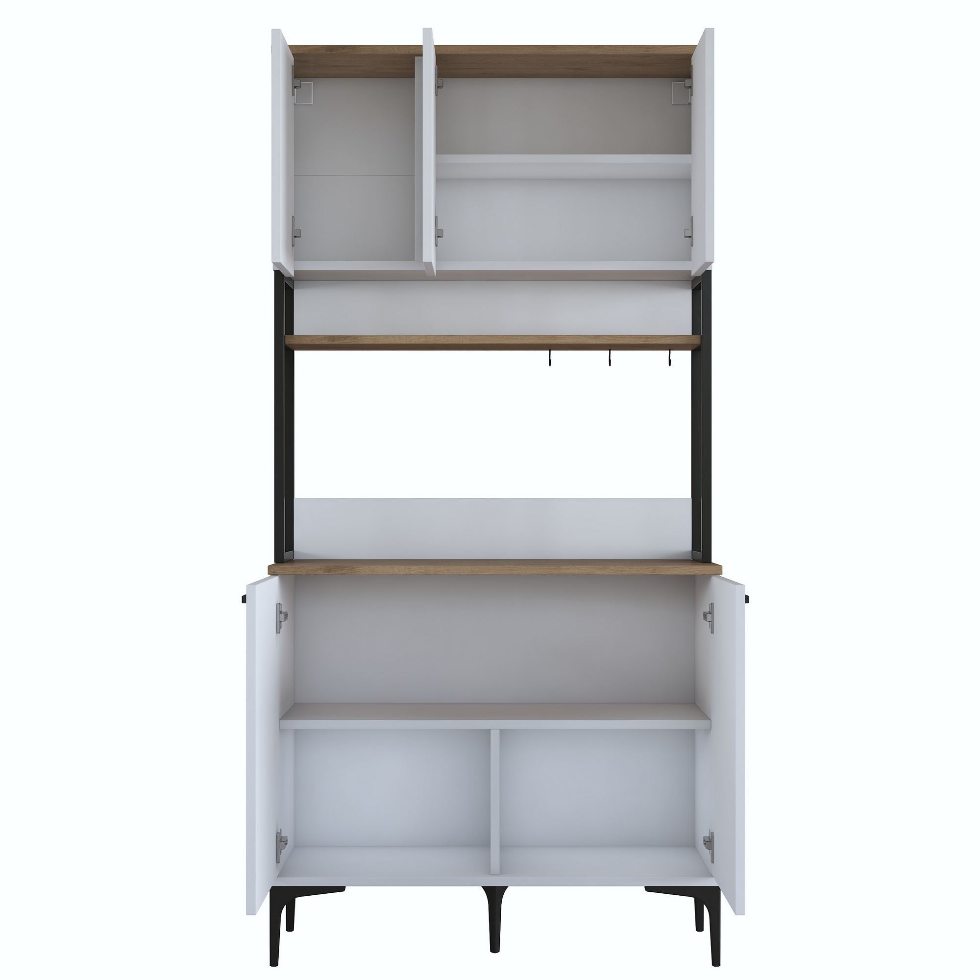 Armário Multiuso – 90,2 cm x 184,2 cm x 40 cm – Nogueira e Branco – MDF