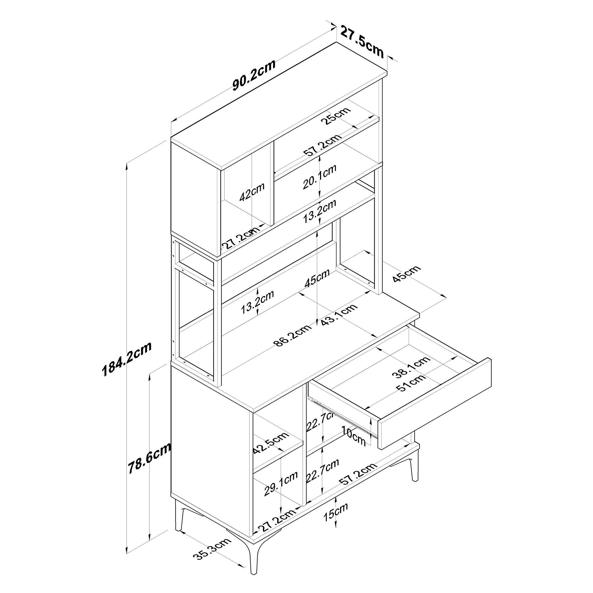 Armário multiusos – 90,2 cm x 184,2 cm x 45 cm – Nogueira e Branco – Aglomerado