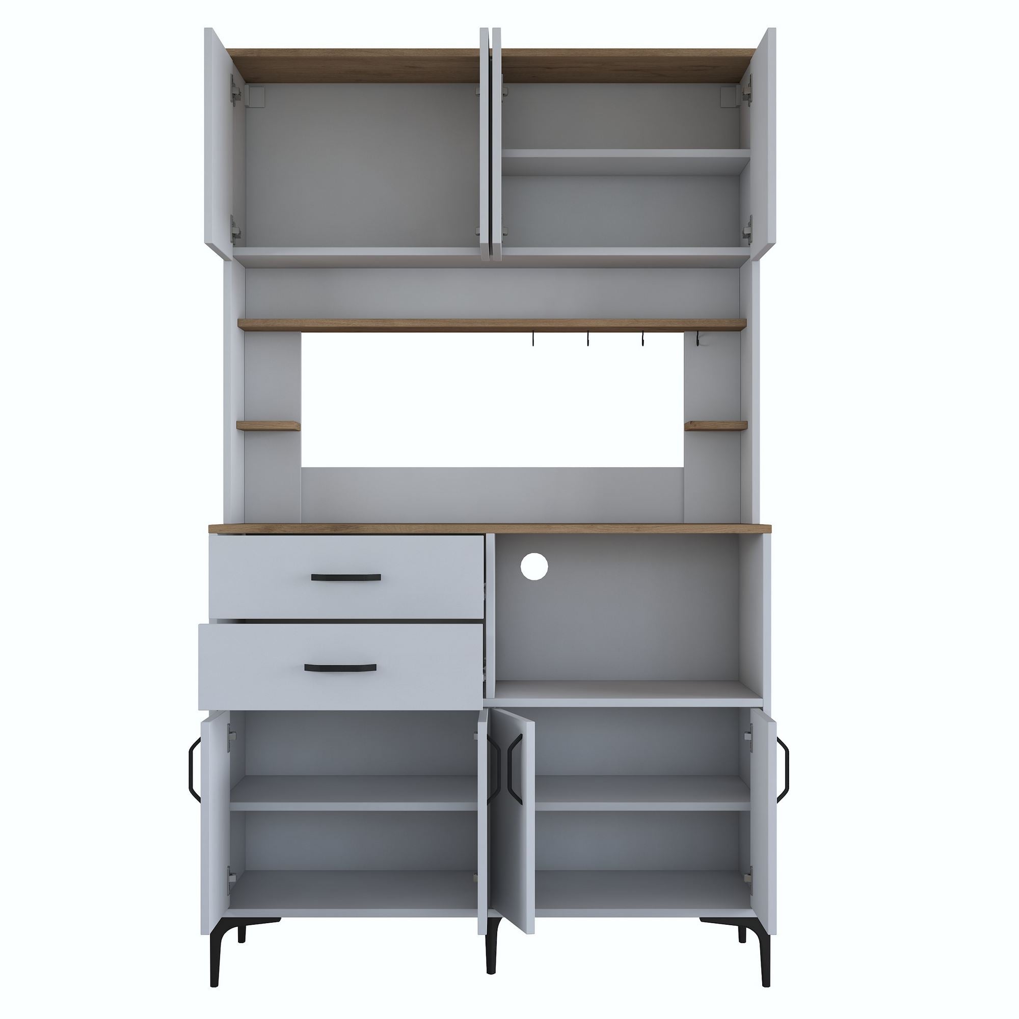 Armário Multiuso – 120cm x 204,2cm x 45cm – Nogueira e Branco – Aglomerado