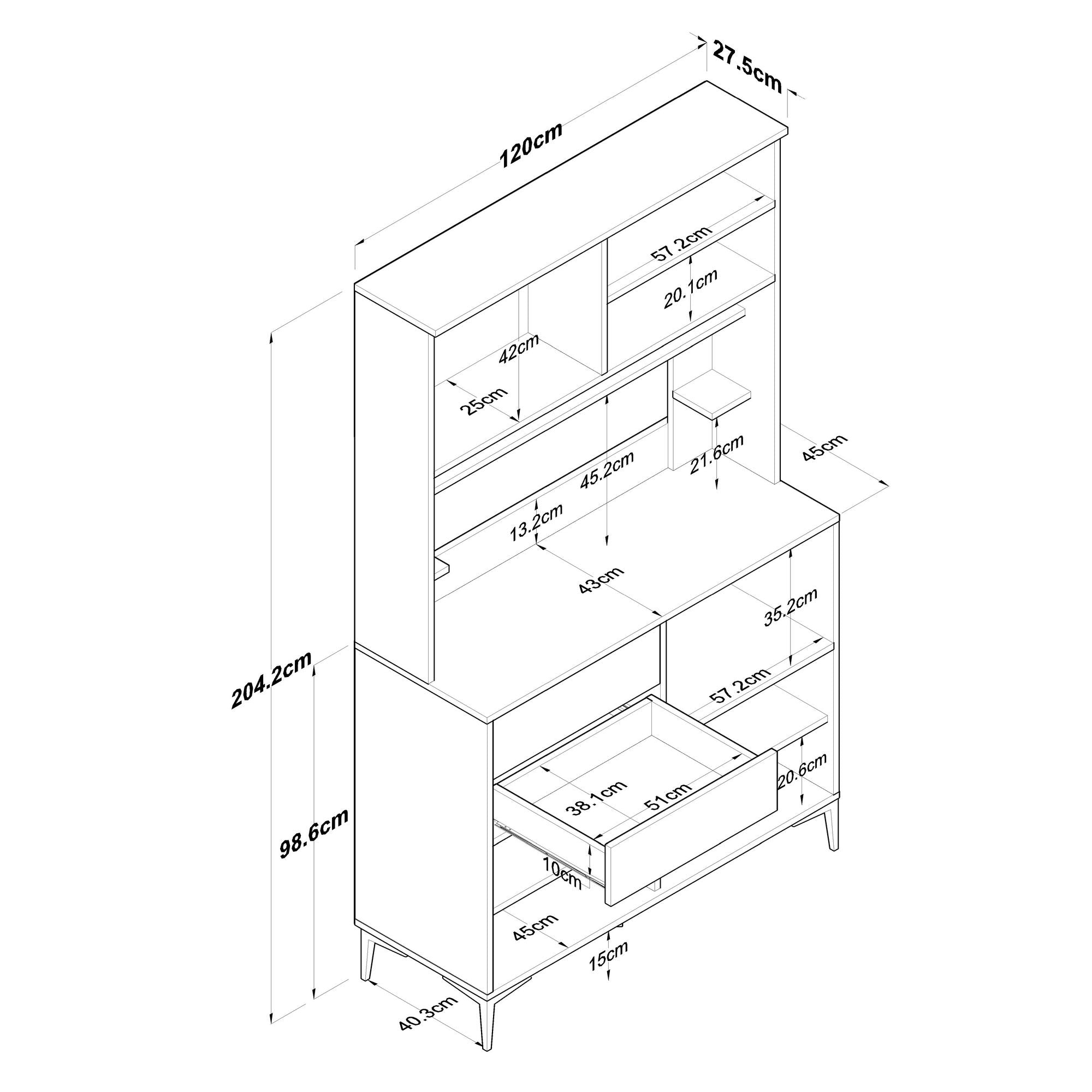 Armário Multiuso – 120cm x 204,2cm x 45cm – Nogueira e Branco – Aglomerado
