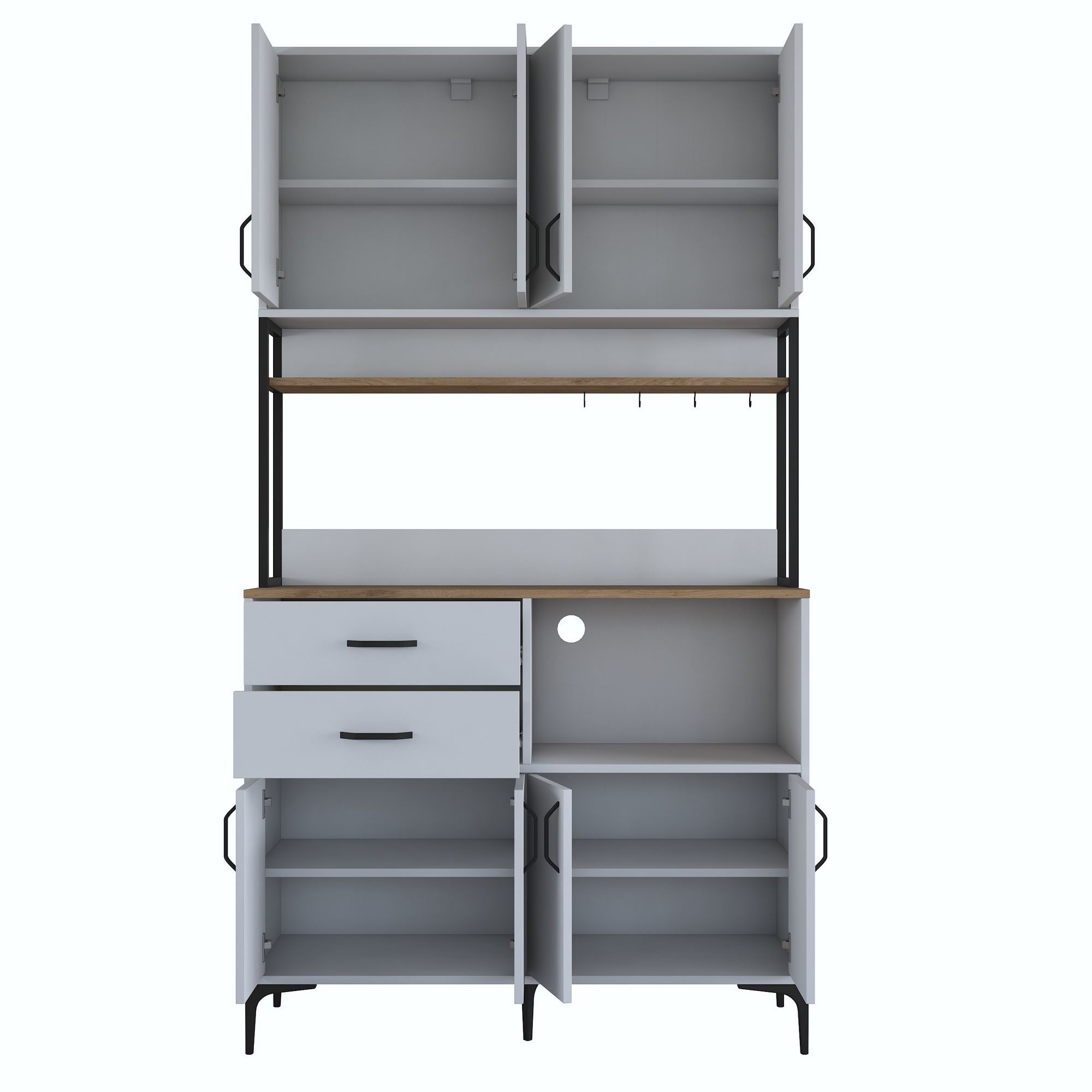 Armário multiuso – 120 cm x 218,6 cm x 45 cm – Nogueira e Branco – Aglomerado