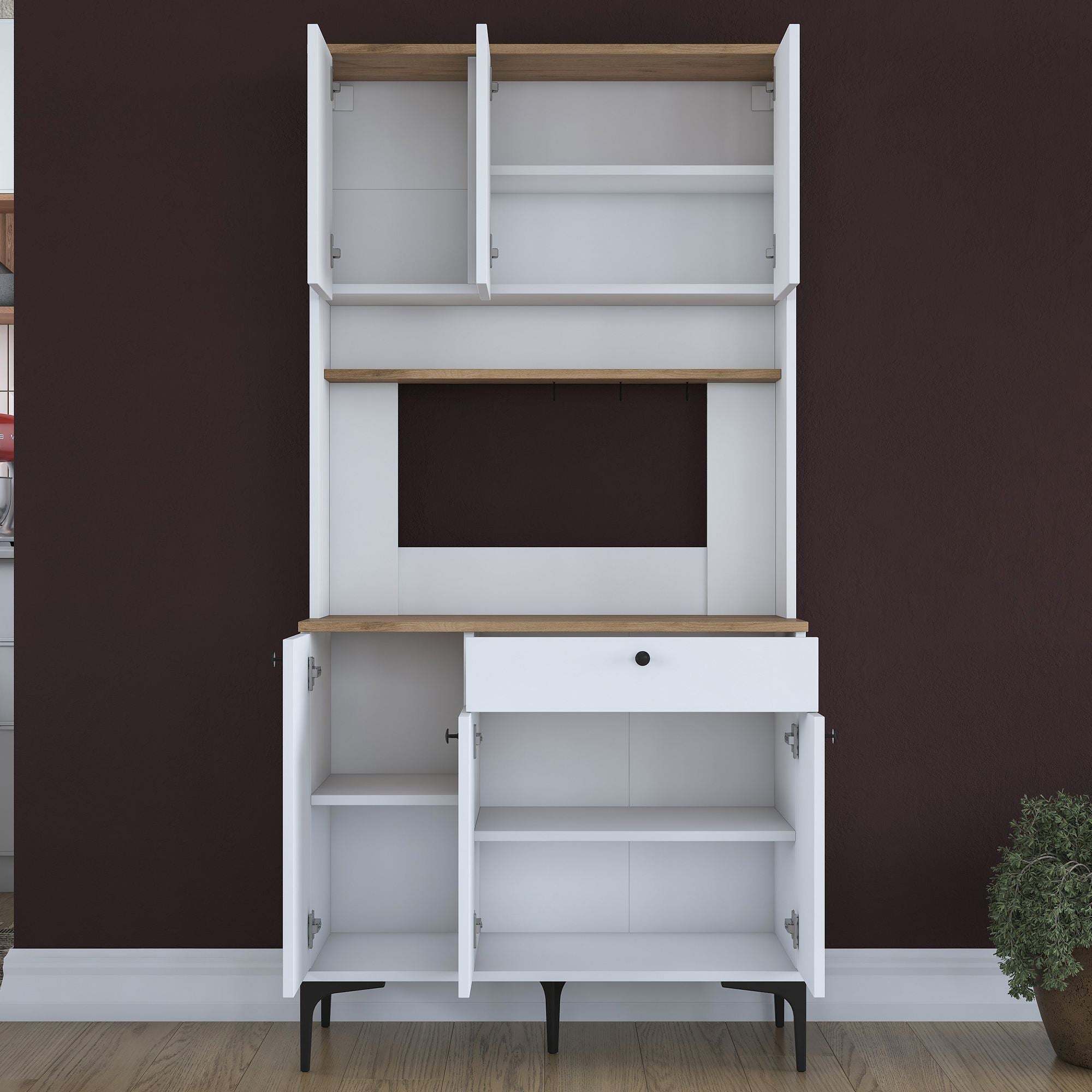 Armário Multiuso – 90,2cm x 184,2cm x 45cm – Nogueira e Branco – MDF