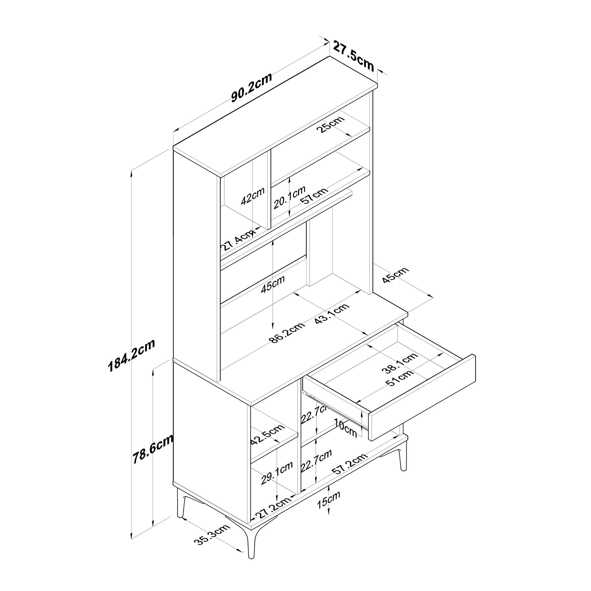 Armário Multiuso – 90,2cm x 184,2cm x 45cm – Nogueira e Branco – MDF