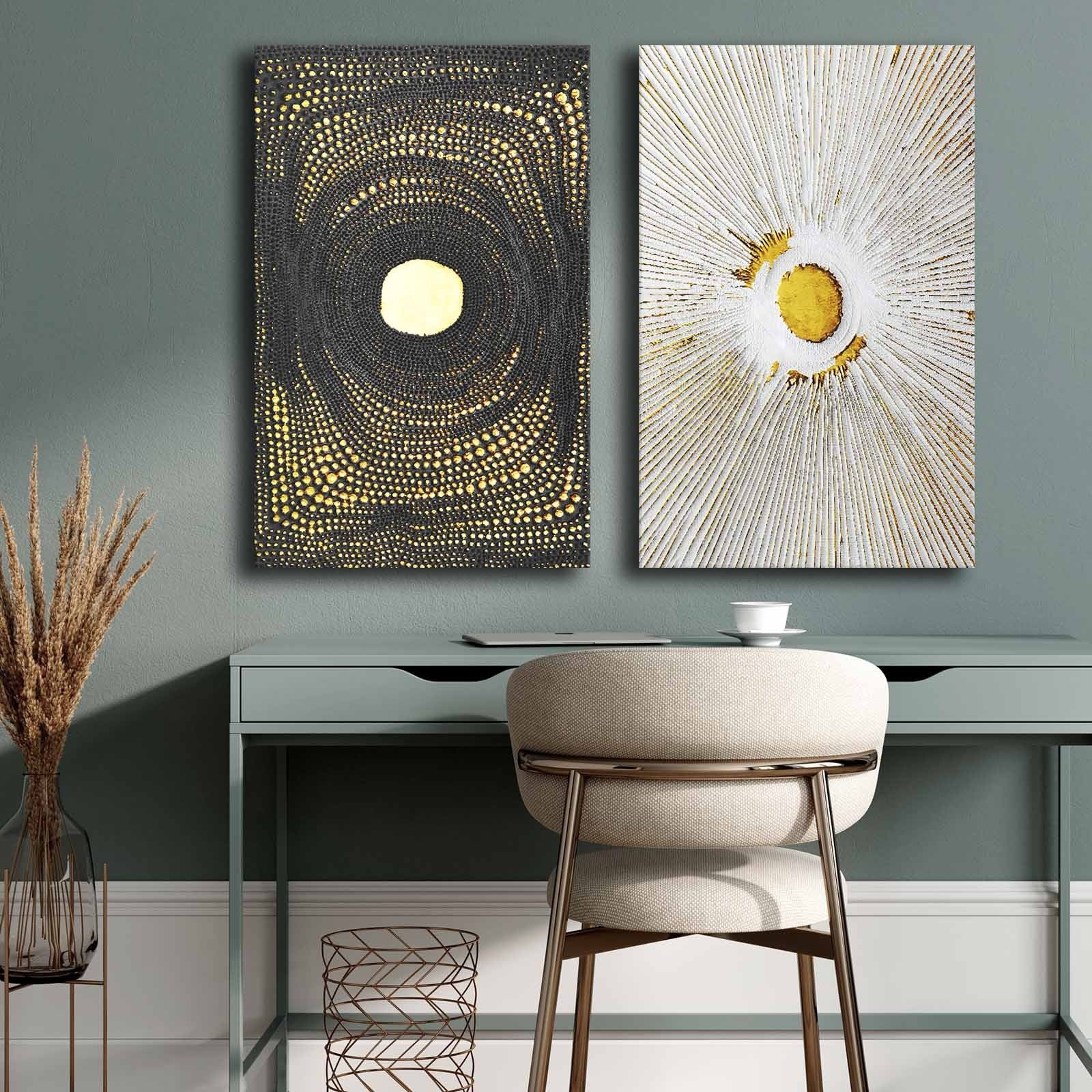 Conjunto de 2 Quadros Decorativos em Tela - Multicolor 45x70cm com Moldura em Pinho