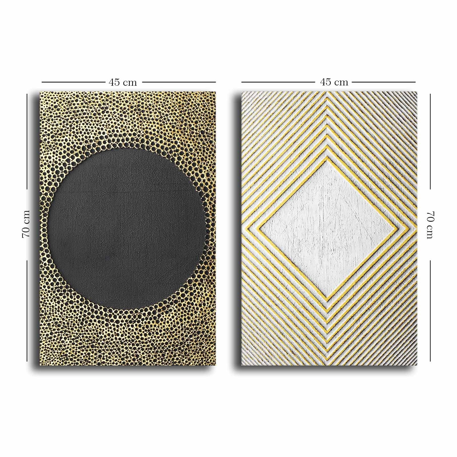 Conjunto de 2 Quadros Decorativos em Tela - Multicolor 45x70cm com Moldura em Pinho