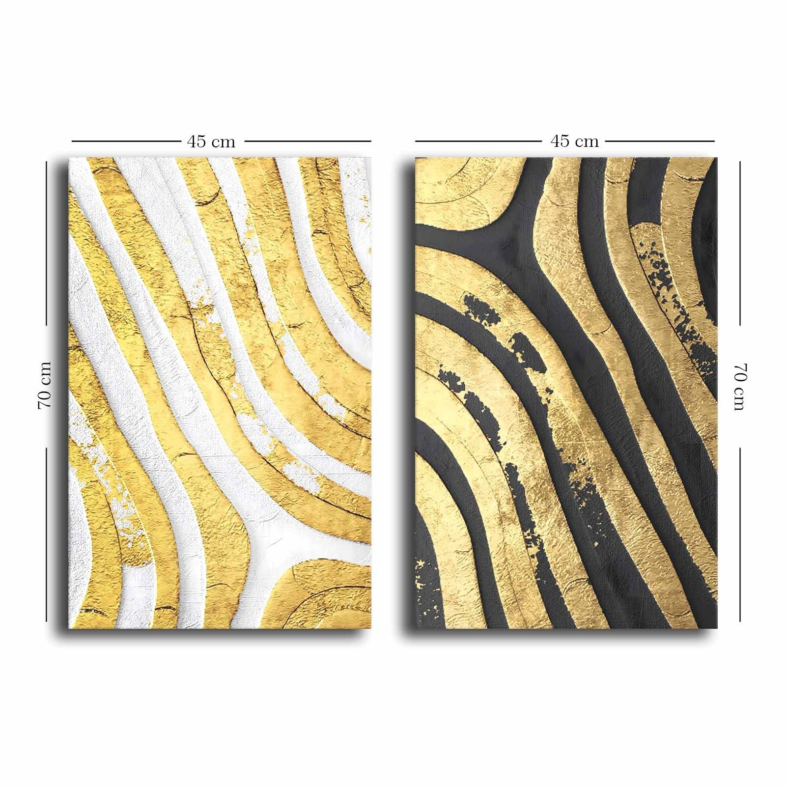 Conjunto de 2 Quadros Decorativos em Tela - Multicolor 45x70cm com Moldura em Pinho