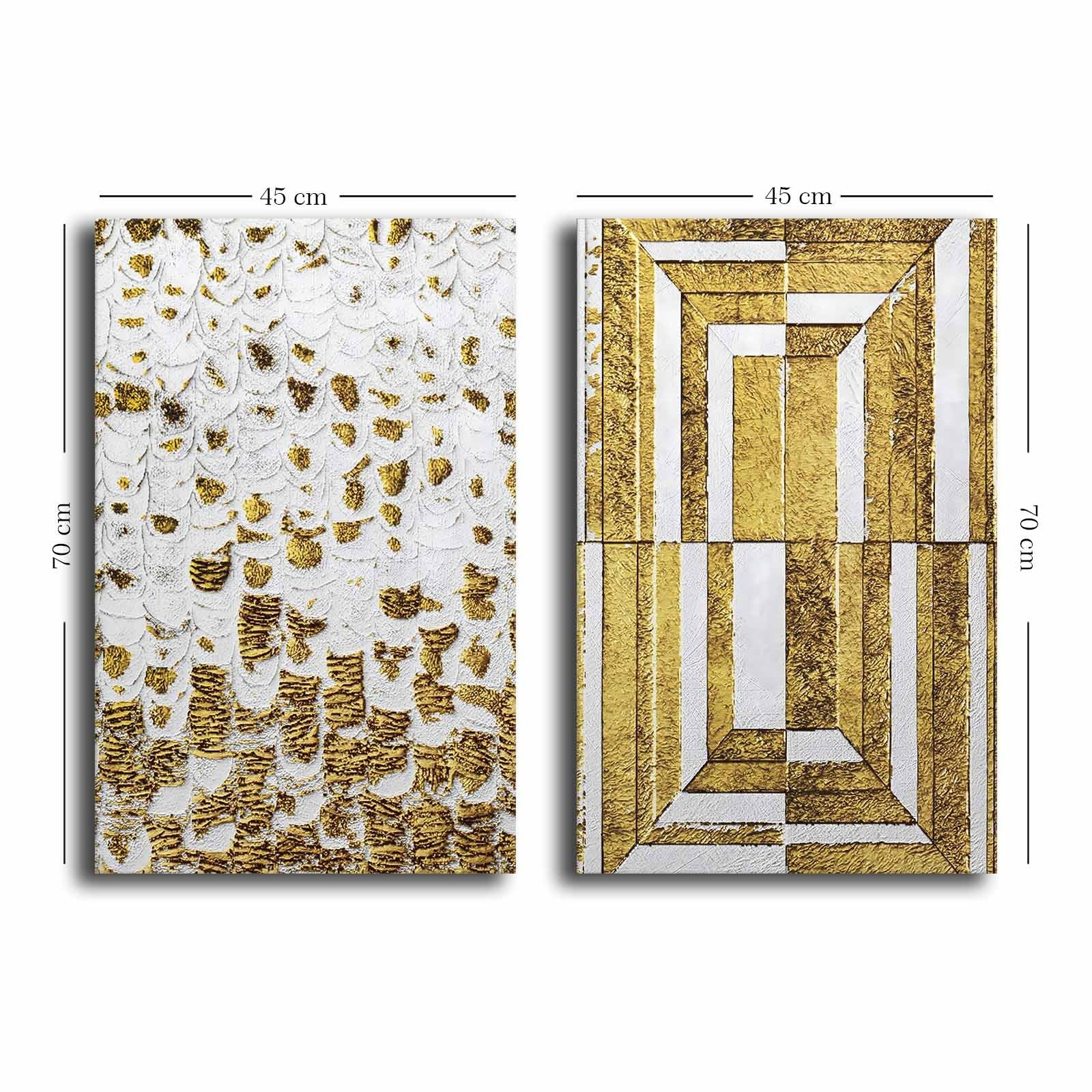 Conjunto de 2 Quadros Decorativos em Tela - Multicolor 45x70cm com Moldura em Pinho