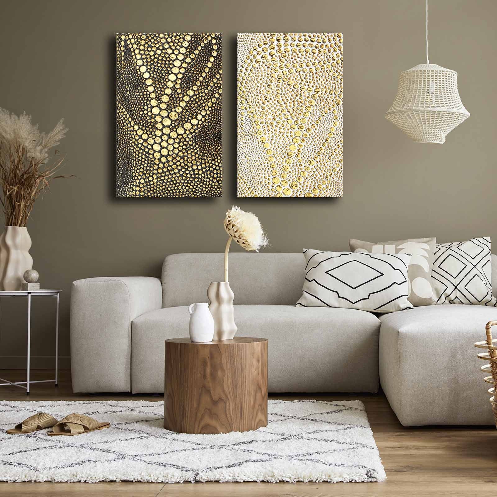 Conjunto de 2 Quadros Decorativos em Tela - Multicolor 45x70cm com Moldura em Pinho