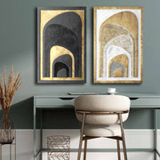 Conjunto de 2 Quadros Decorativos em Tela - Multicolor 45x70cm com Moldura em Pinho