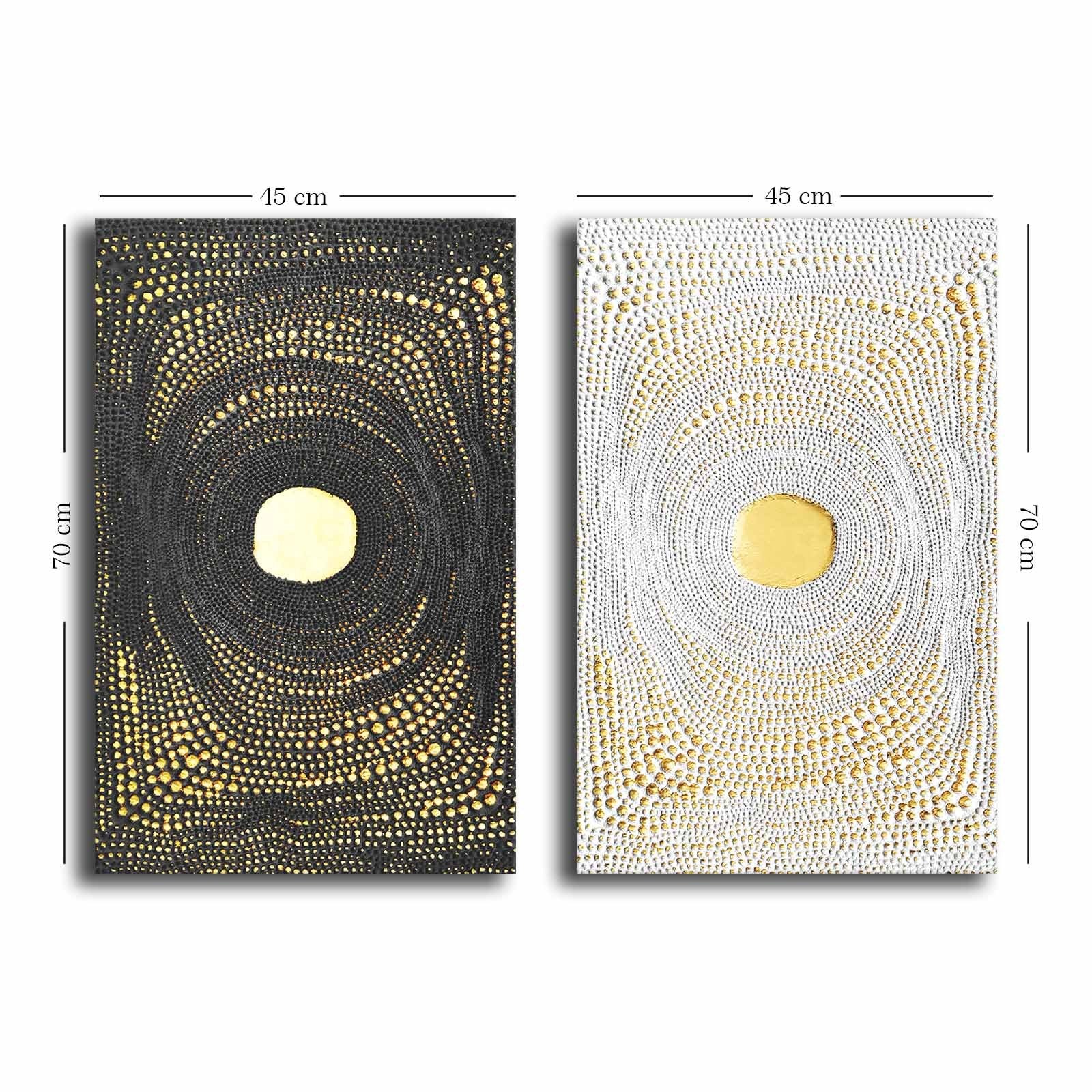 Conjunto de 2 Quadros Decorativos em Tela - Multicolor 45x70cm com Moldura em Pinho